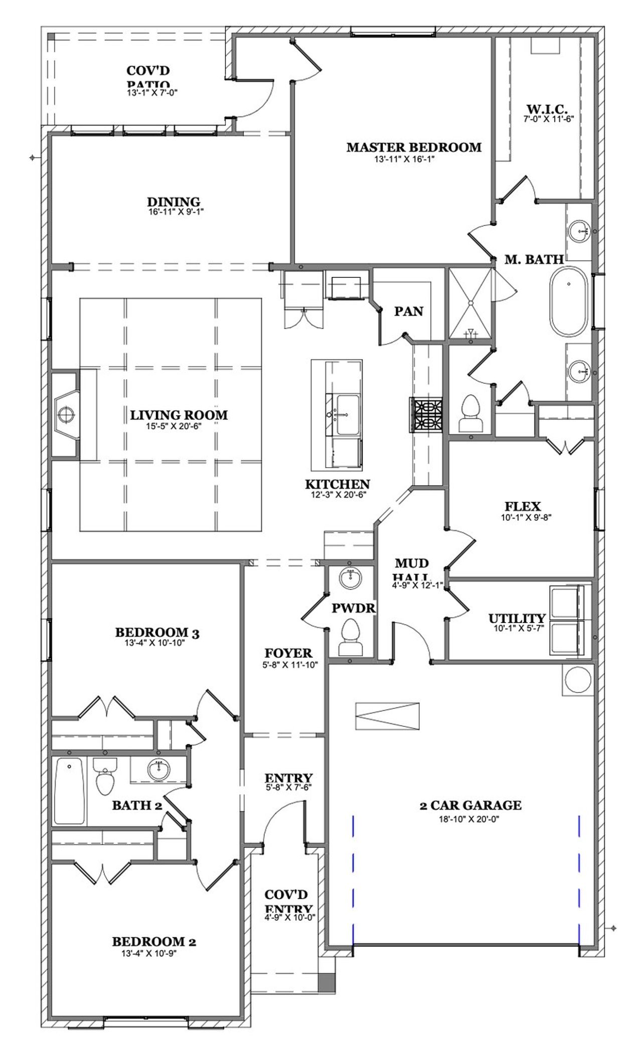 2D floor plan layout of this home in The Bluffs At Parks Of Aledo, Aledo, TX (Image 2).