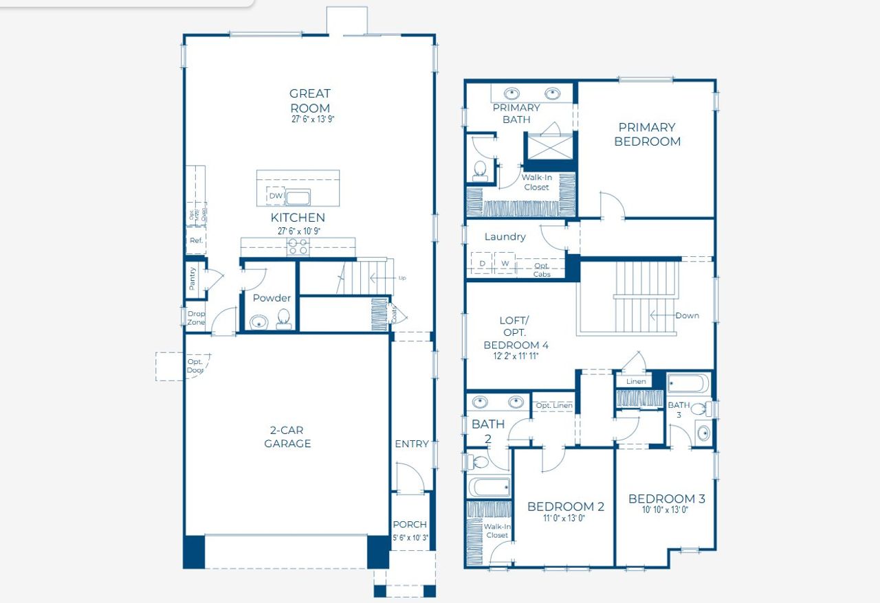 2D floor plan layout of this home in Aster at Union Park, Phoenix, AZ (Image 2).