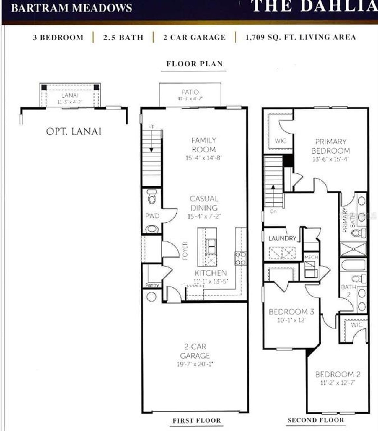 2D floor plan layout of this home in Bartram Meadows, Jacksonville, FL (Image 2).