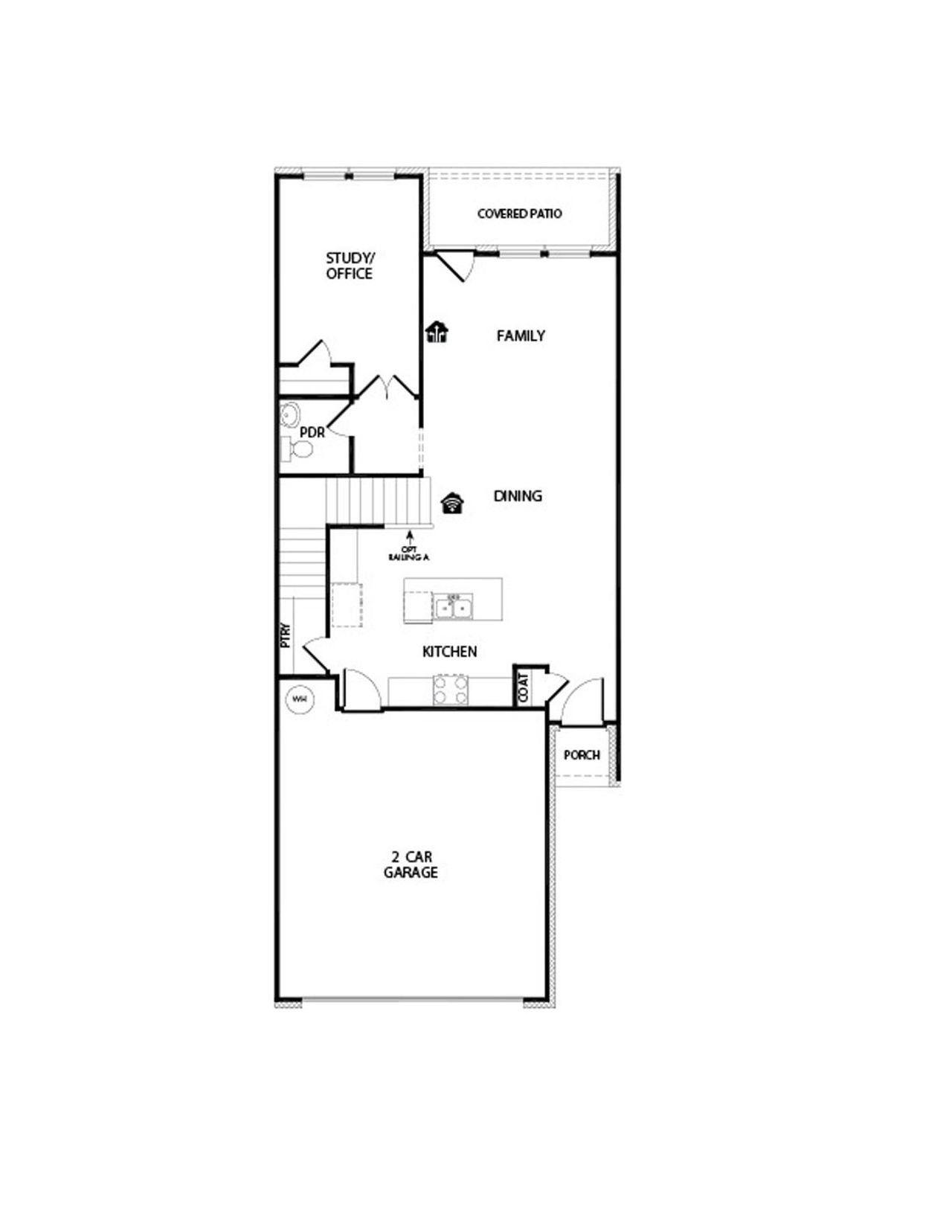 2D floor plan layout for the Palestine by Impression Homes in Main Street Village, Mansfield, TX (Image 2).