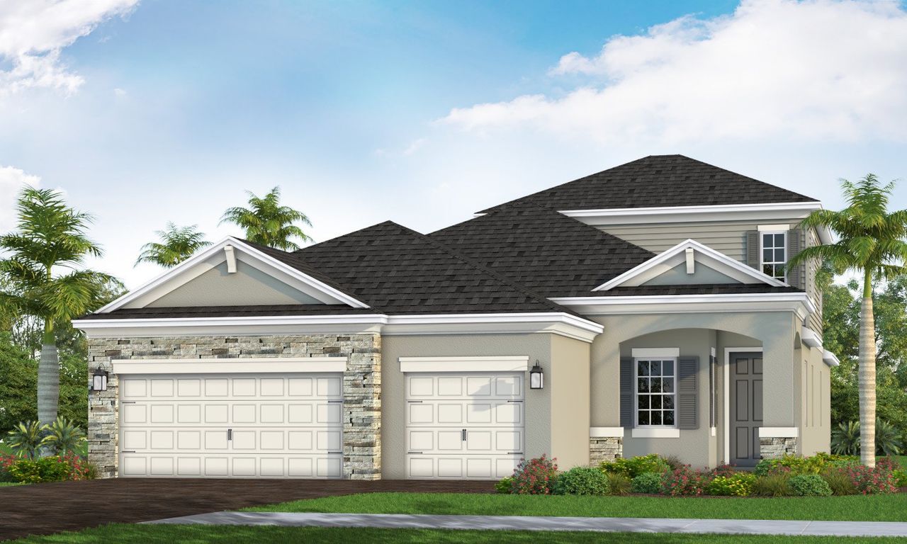 Representative exterior photo of a completed home built from the Ocean Front by Neal Communities in Wildleaf, Parrish, FL (Image 2). Representative exterior photo of a completed home built from the Ocean Front by Neal Communities in Wildleaf, Parrish, FL (Image 2).