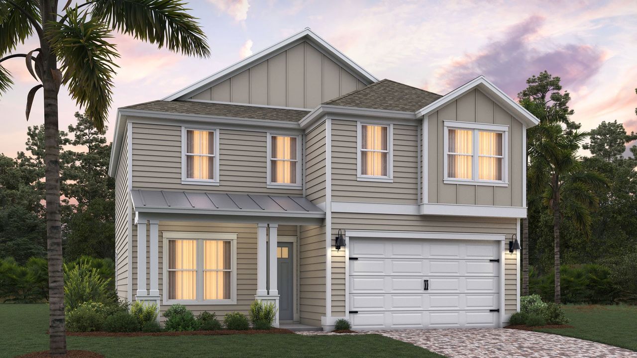 Representative exterior photo of a completed home built from the Coral by D.R. Horton in Broward Key, Jacksonville, FL (Image 2). Representative exterior photo of a completed home built from the Coral by D.R. Horton in Broward Key, Jacksonville, FL (Image 2).
