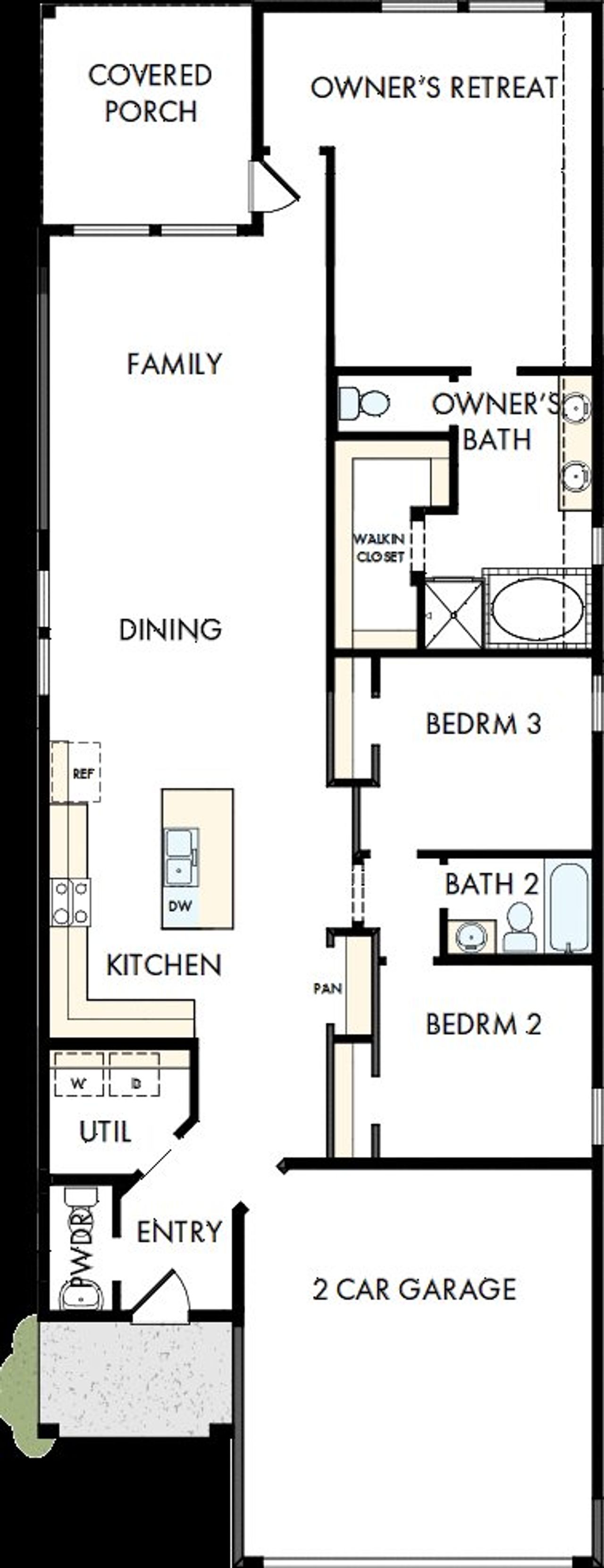 2D floor plan layout of this home in The Grand Prairie 40’, Hockley, TX (Image 2).