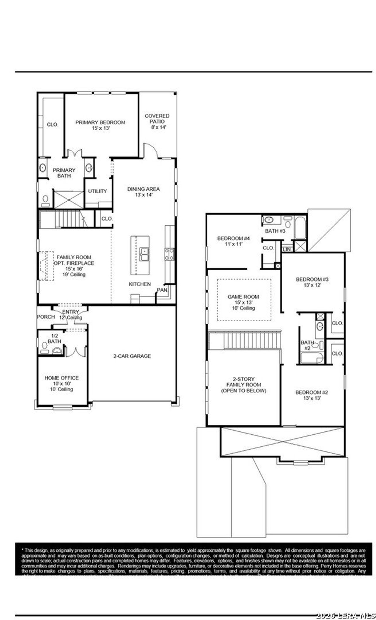 2D floor plan layout of this home in The Parklands, Schertz, TX (Image 2).