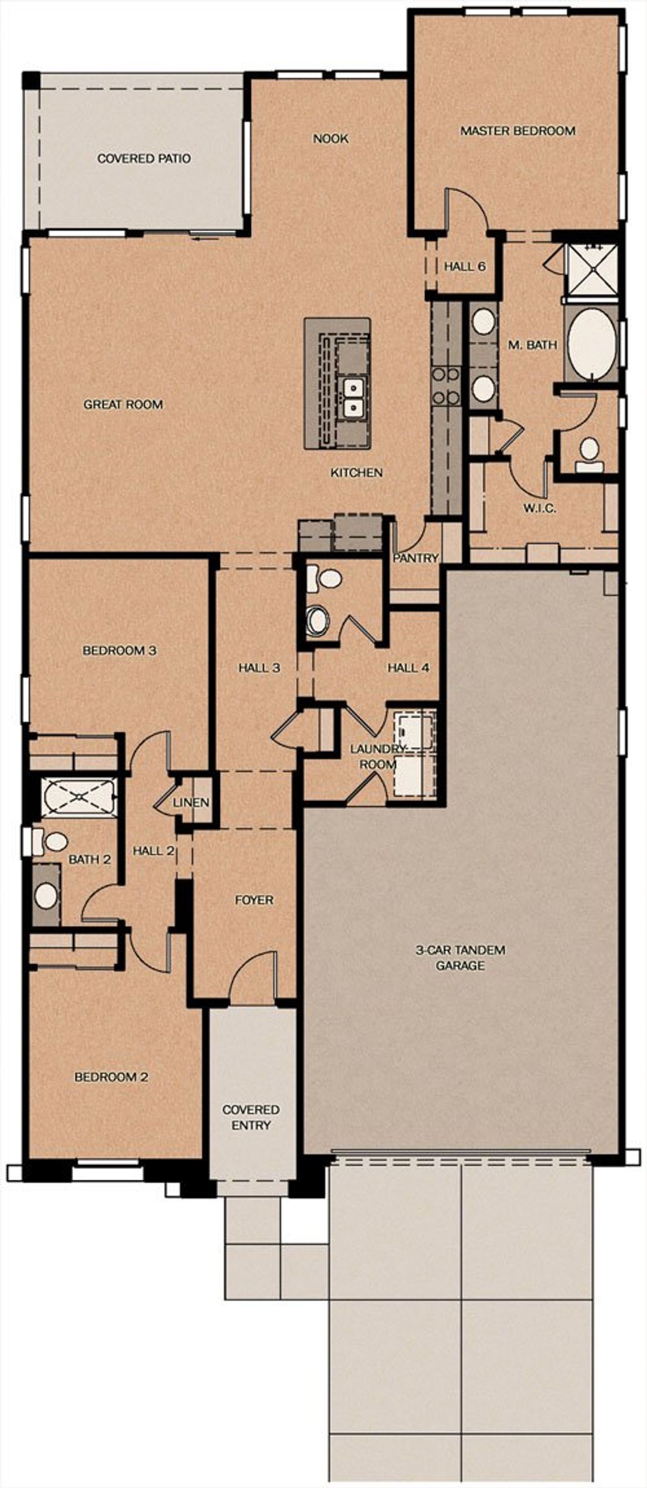 2D floor plan layout of this home in Ridgeline at Acclaim, Avondale, AZ (Image 2).