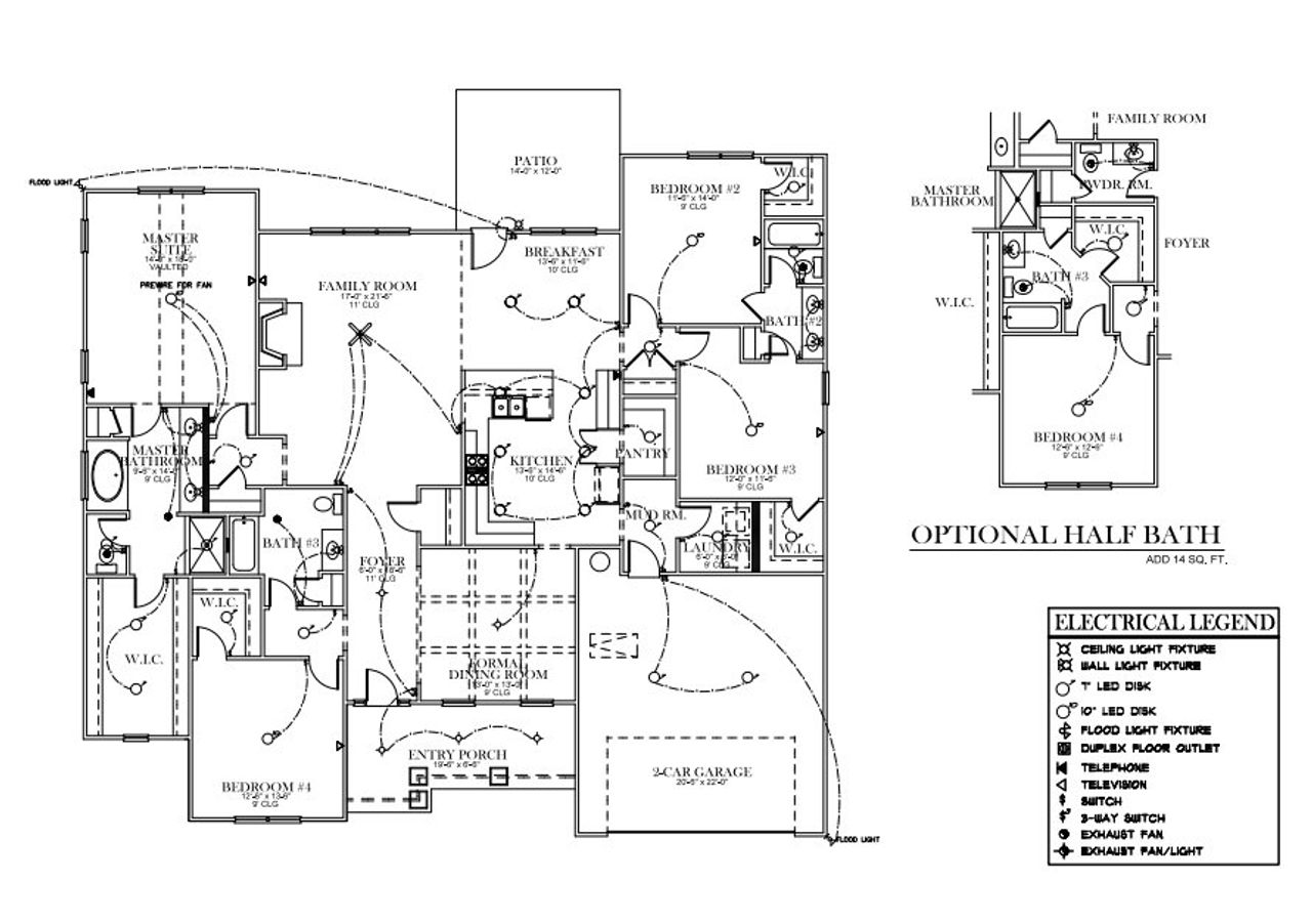 2D floor plan layout for the Brantley B by Freedom Home Builders in The Meadows, Griffin, GA (Image 2).