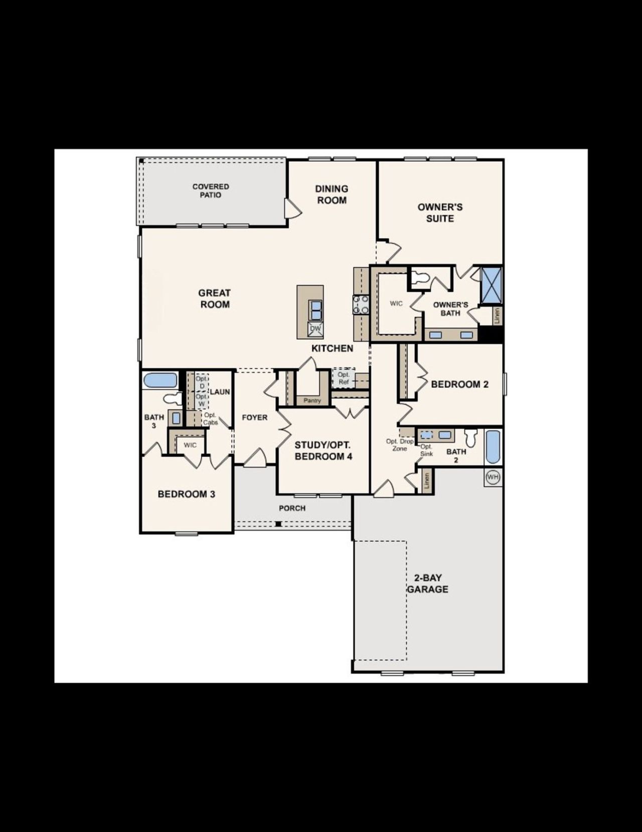 2D floor plan layout of this home in Summerwood Estates, Red Oak, TX (Image 2).