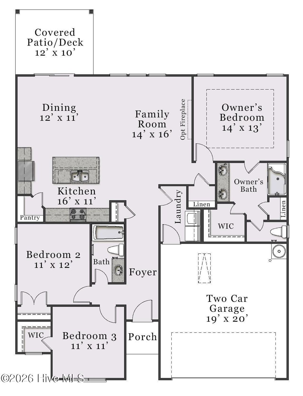 2D floor plan layout of this home in Bedford, Raeford, NC (Image 2).
