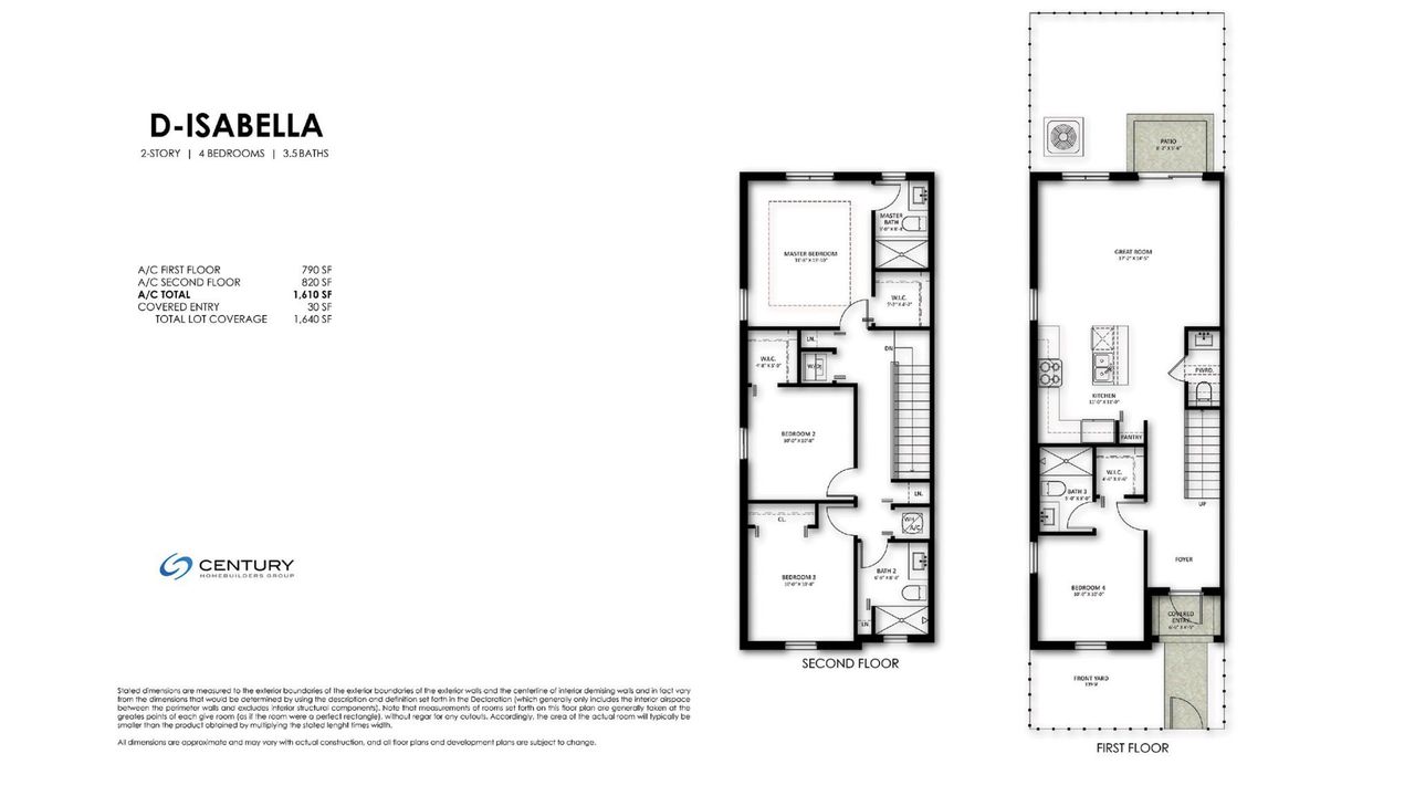 2D floor plan layout for the Isabella by Century Homebuilders Group in Century Park Villas Place, Homestead, FL (Image 2).