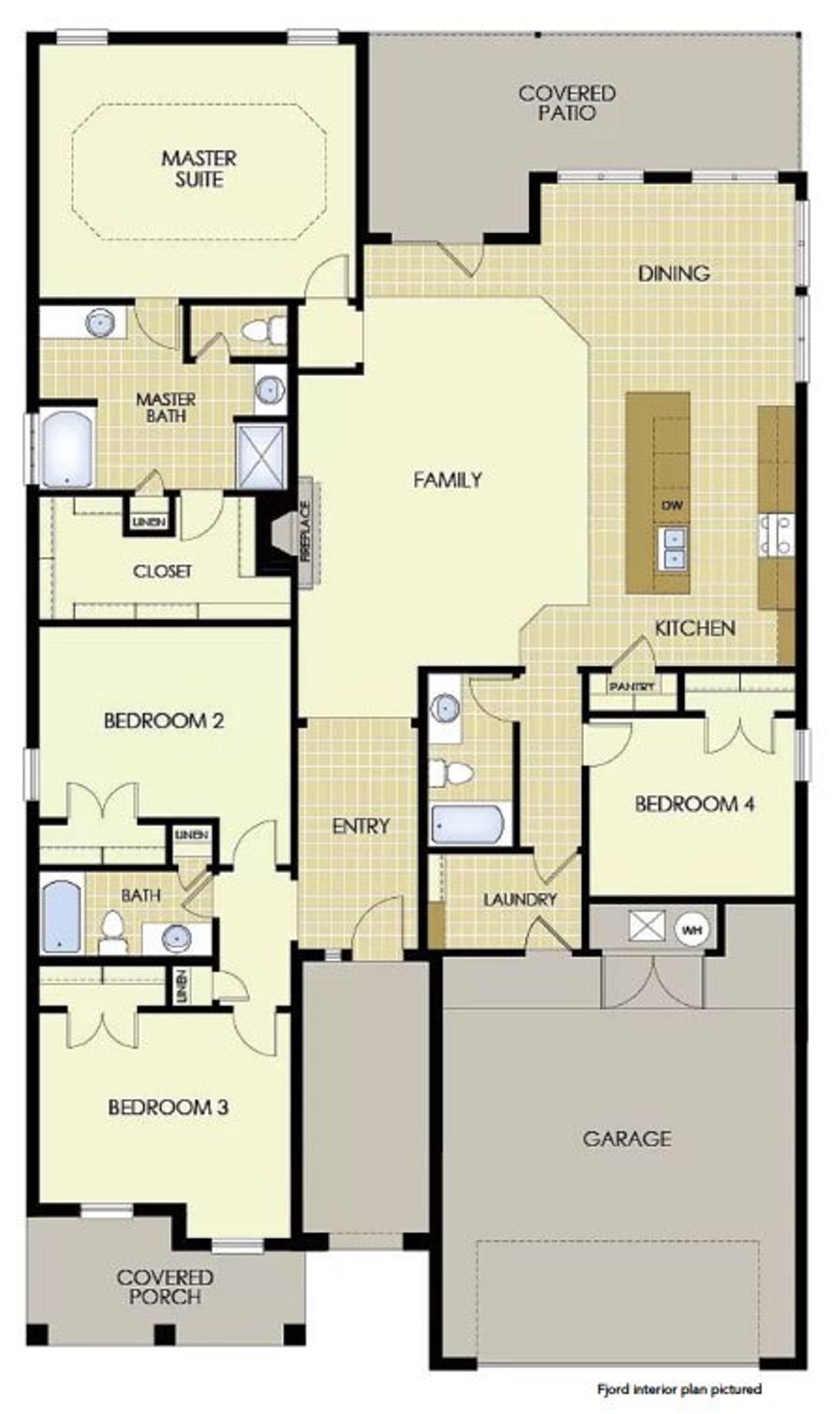 2D floor plan layout for the Fjord by Wyldewood Homes in The Preserve At Country Ridge, Sherman, TX (Image 2).