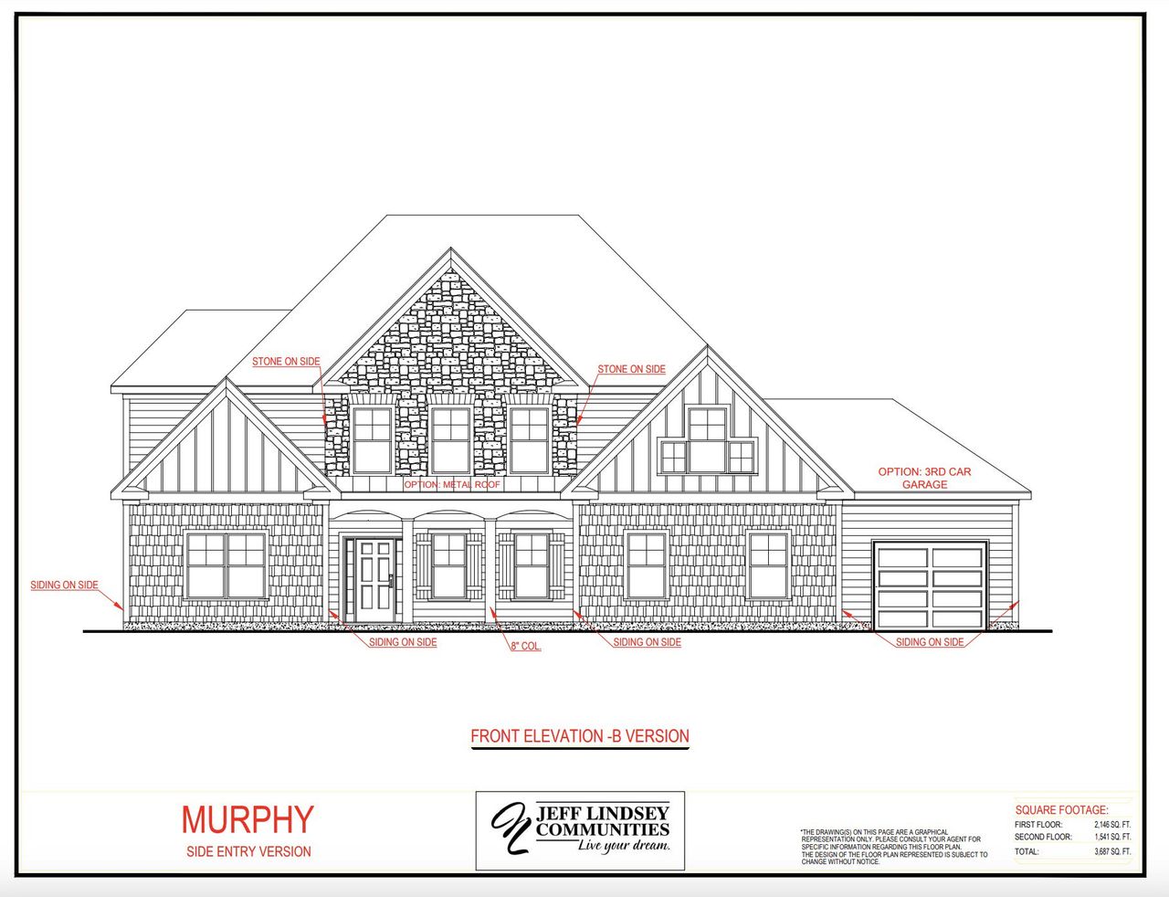 Representative rendering of the exterior for the Murphy B by Jeff Lindsey Communities (Image 2).
