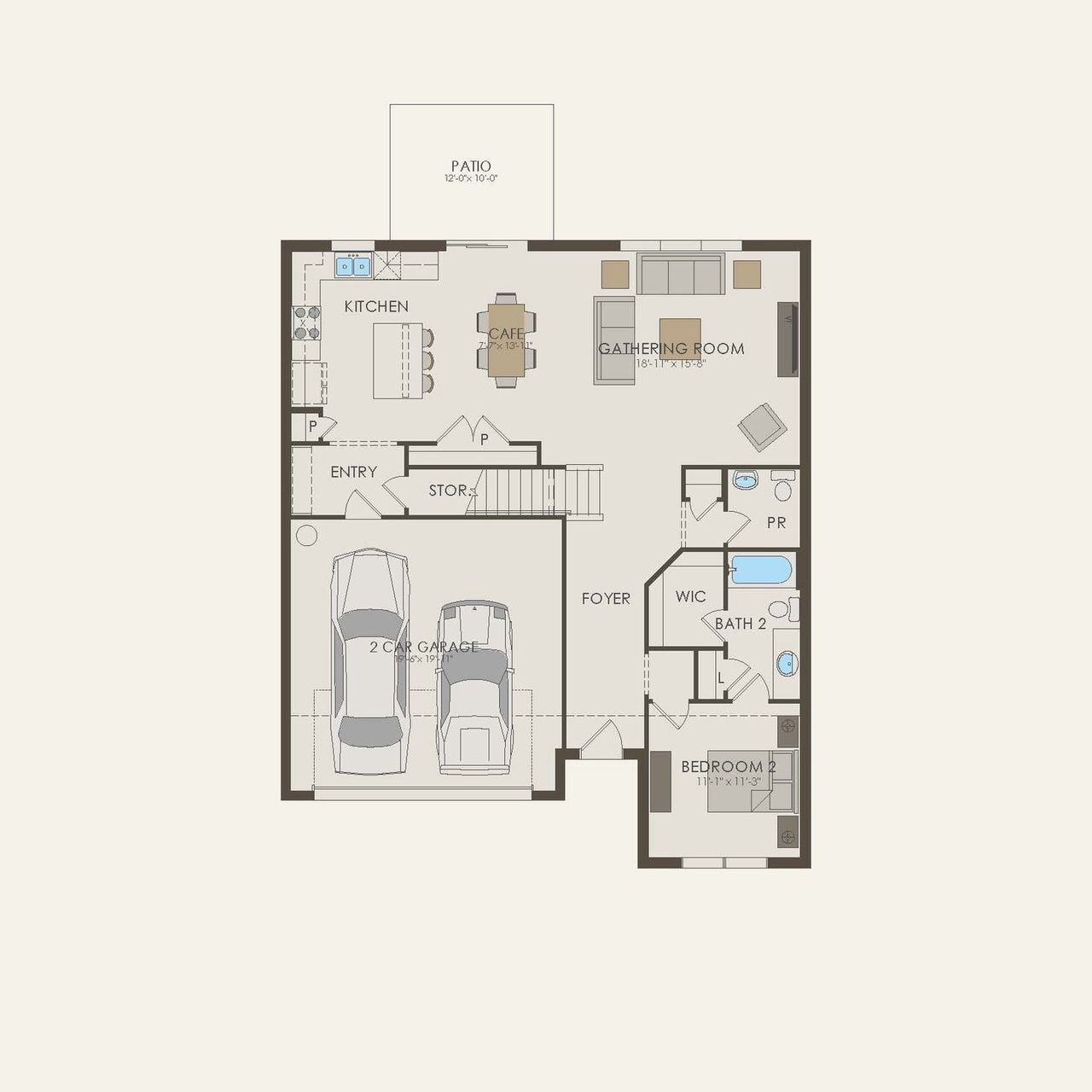 2D floor plan layout of this home in Riversedge, Riverview, FL (Image 2).