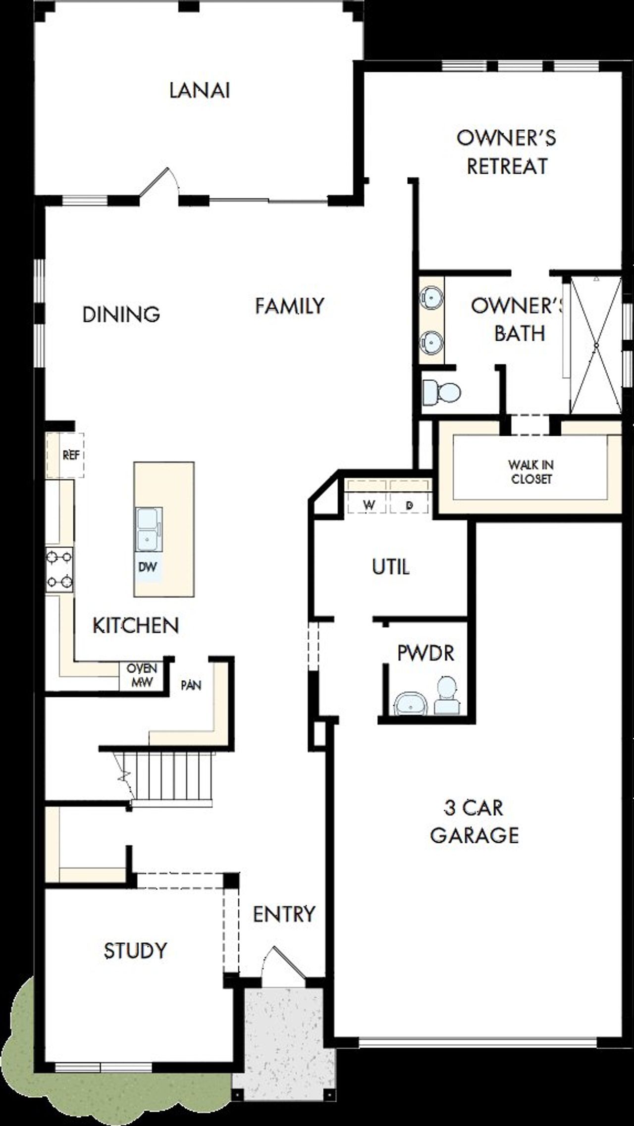 2D floor plan layout of this home in Oakfield at Mount Dora Village Series, Mount Dora, FL (Image 2).