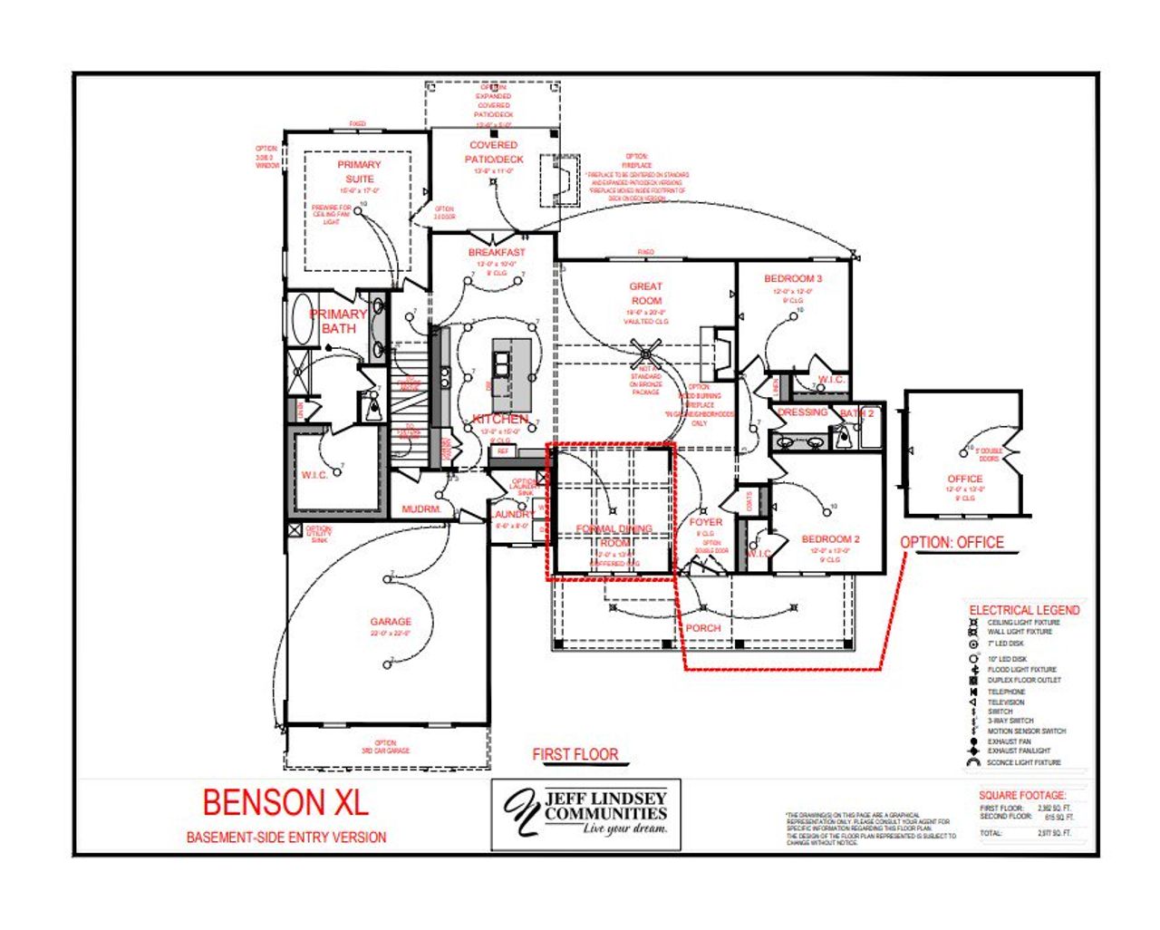 2D floor plan layout for the Benson F XL by Jeff Lindsey Communities in Bernhard Farms, Fayetteville, GA (Image 2).