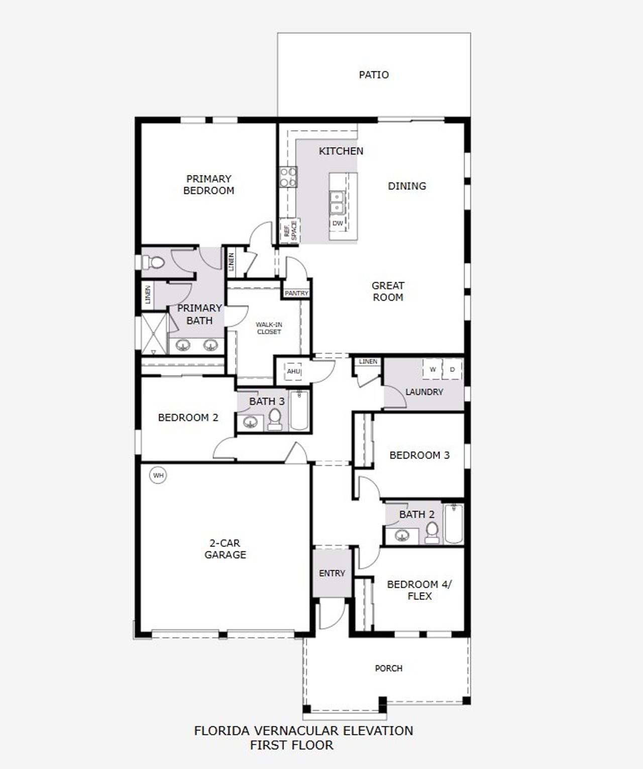 2D floor plan layout of this home in Harrell Oaks, Orlando, FL (Image 2).