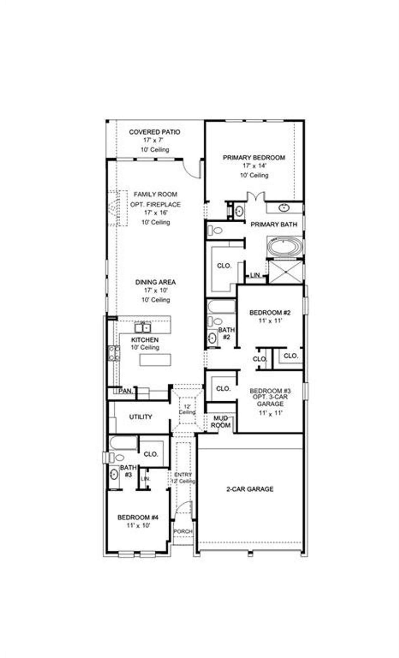 2D floor plan layout of this home in Trinity Falls, McKinney, TX (Image 2).
