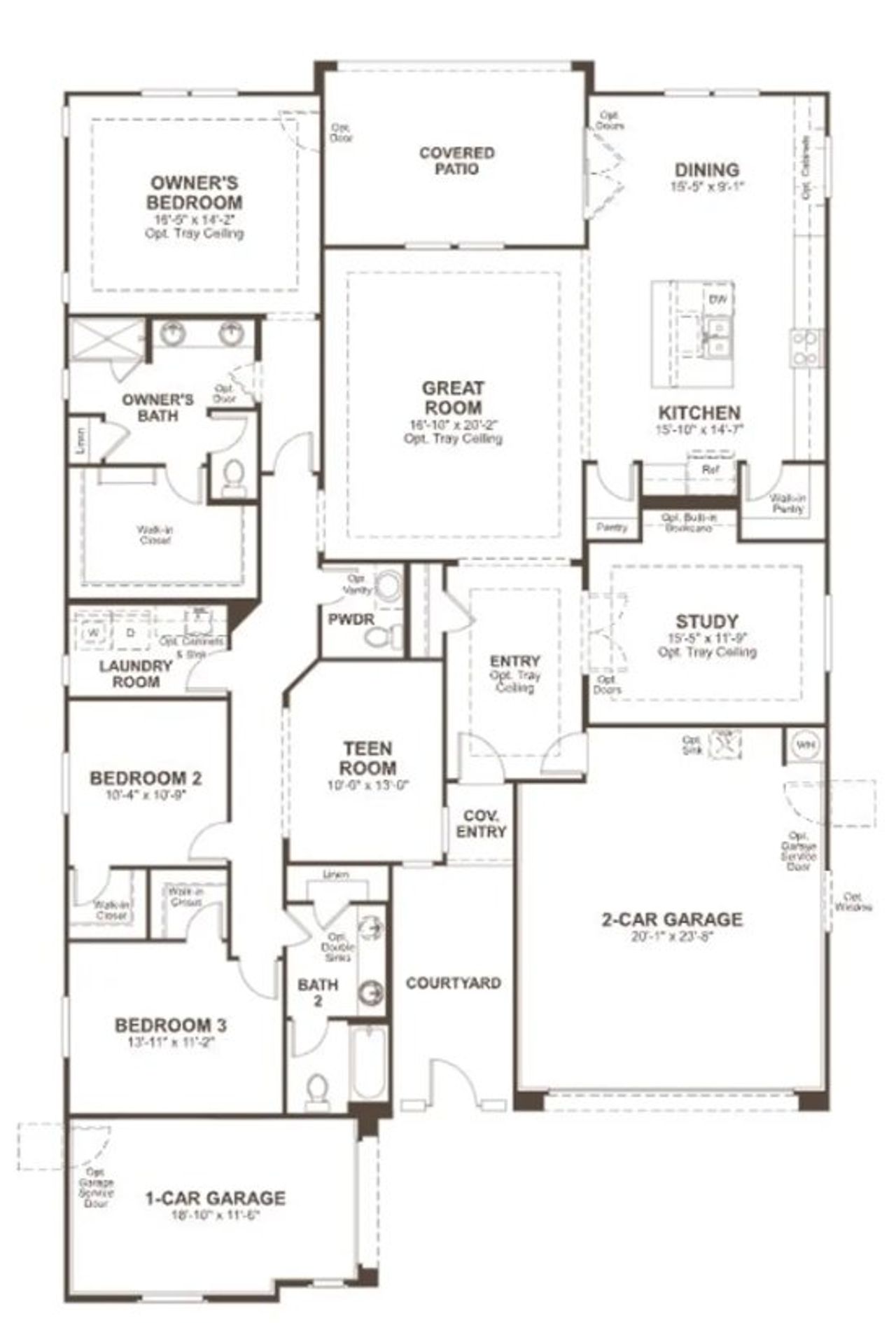 2D floor plan layout of this home in Light Sky Ranch, Queen Creek, AZ (Image 2).