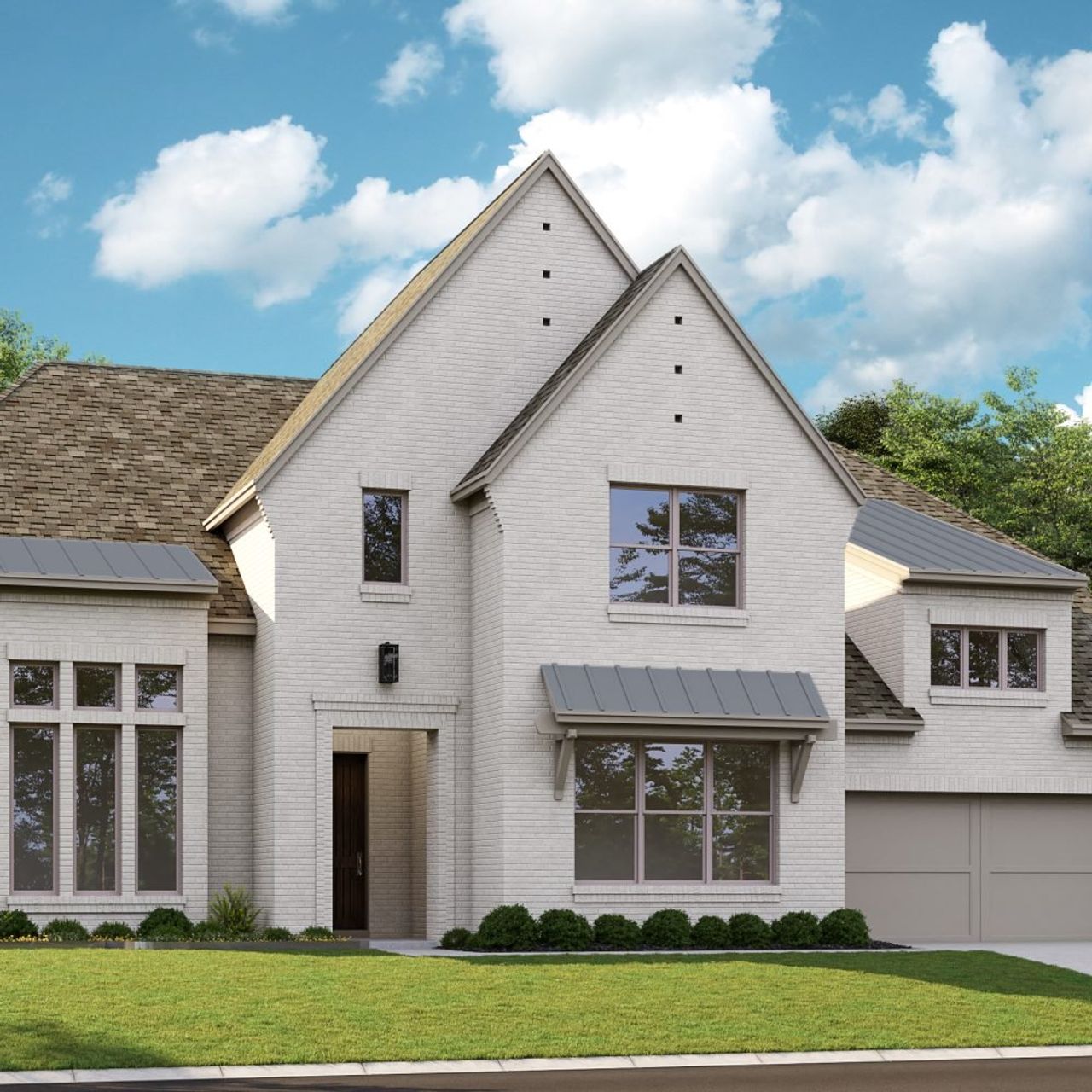 Front exterior of a new home in Mosaic – 70′ Lots, Prosper, TX, highlighting curb appeal (Image 2). Front exterior of a new home in Mosaic – 70′ Lots, Prosper, TX, highlighting curb appeal (Image 2).