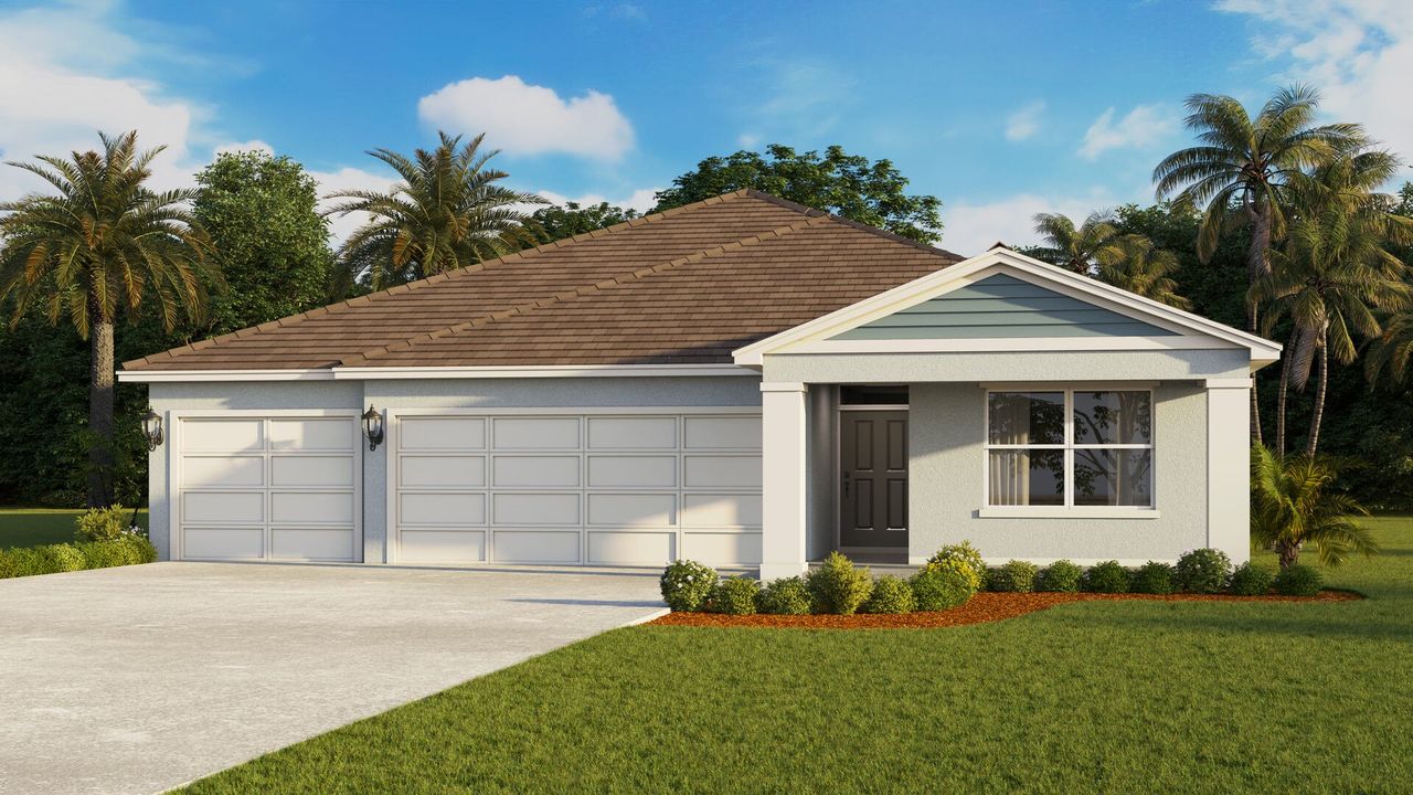 Front exterior of a new home in Ironwood, Daytona Beach, FL, highlighting curb appeal (Image 2).