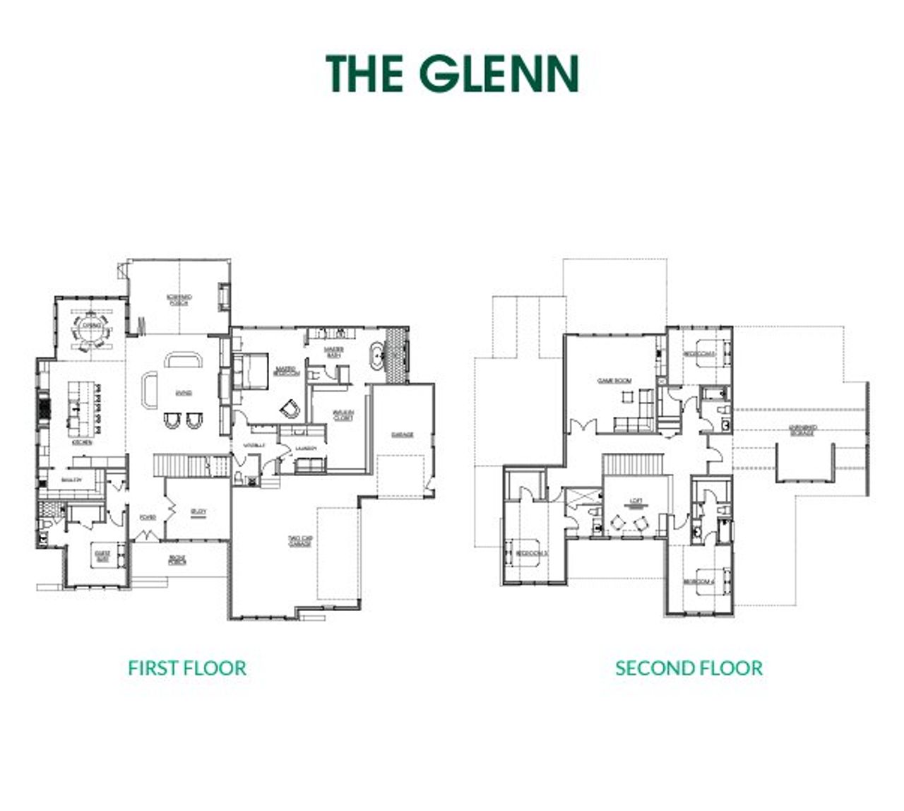 2D floor plan layout for the The Glenn by Ken Harvey Homes in Sorrell Oaks, Youngsville, NC (Image 2). 2D floor plan layout for the The Glenn by Ken Harvey Homes in Sorrell Oaks, Youngsville, NC (Image 2).