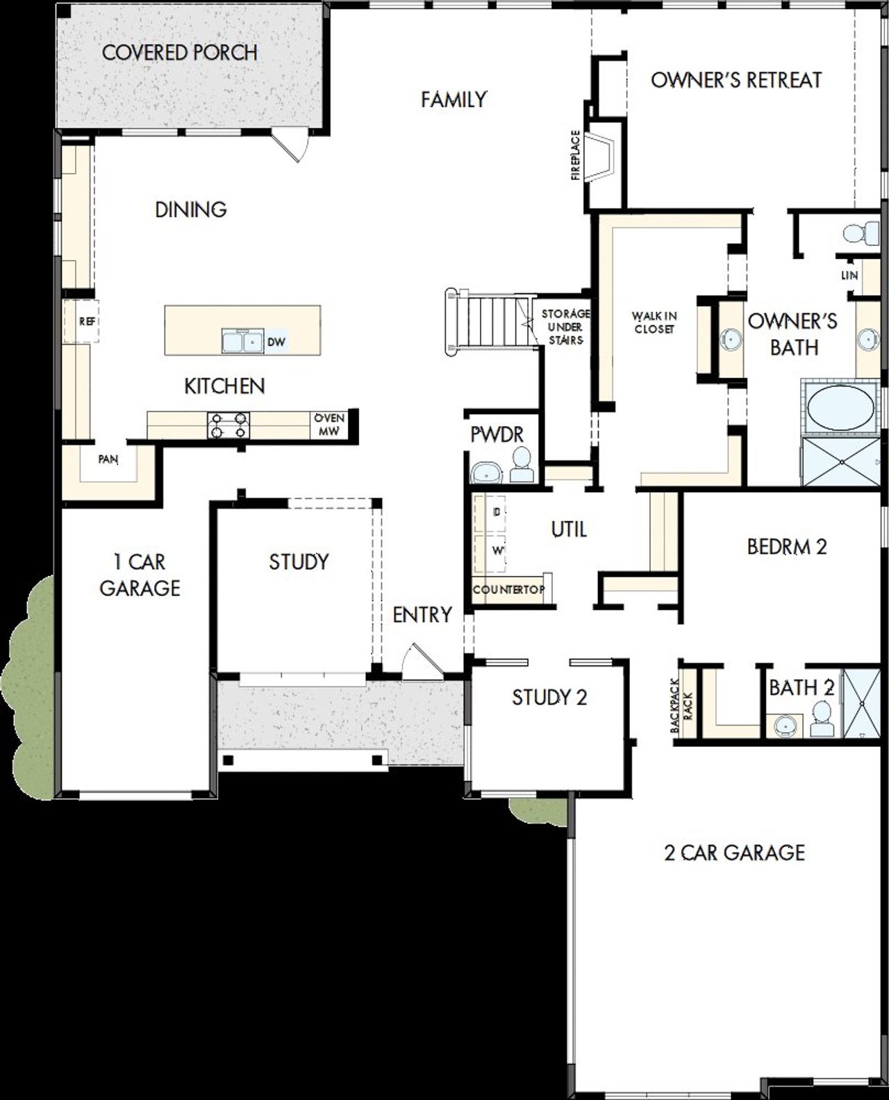 2D floor plan layout of this home in Terraces – Estates, Rockwall, TX (Image 2).
