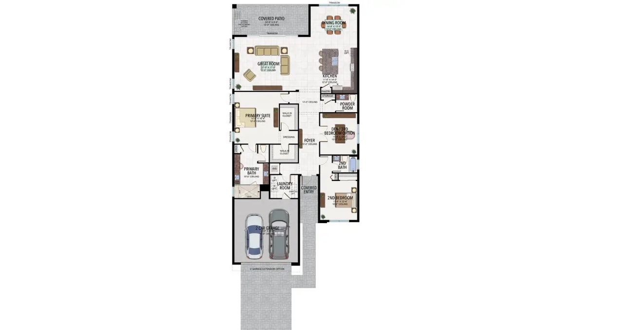 2D floor plan layout of this home in Valencia Ridge, Wesley Chapel, FL (Image 2).