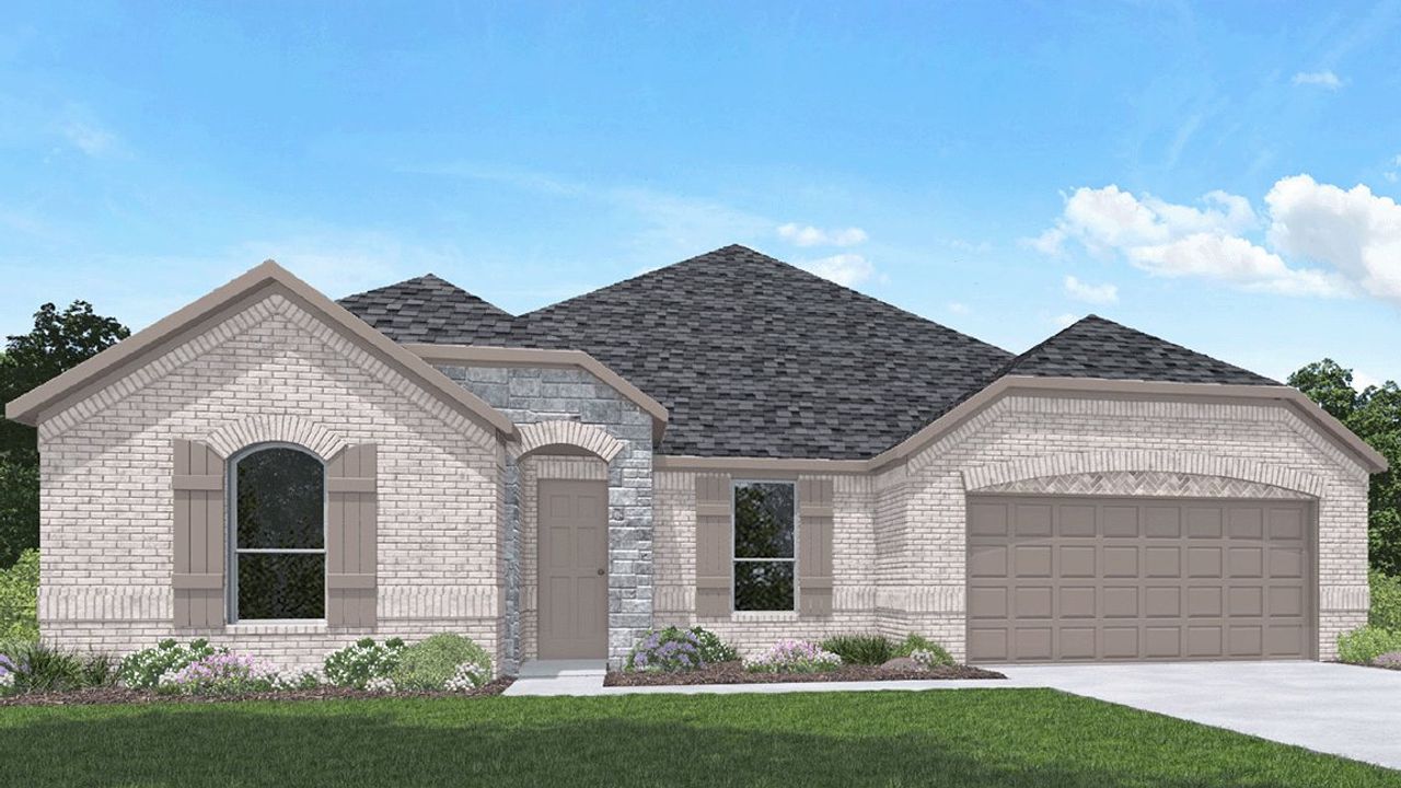 Representative exterior photo of a completed home built from the Ackerman by D.R. Horton in Silverthorne, Conroe, TX (Image 2). Representative exterior photo of a completed home built from the Ackerman by D.R. Horton in Silverthorne, Conroe, TX (Image 2).