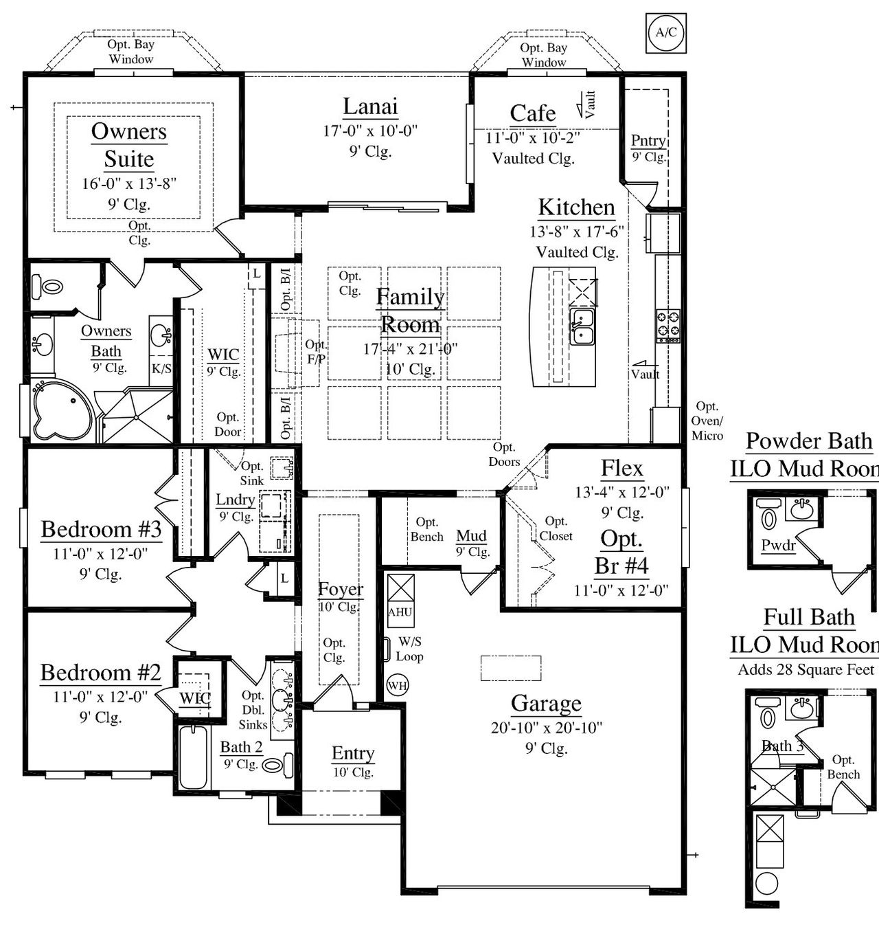 2D floor plan layout for the Plan 2154 by Ashley Homes, LLC in Goose Creek Estates, Green Cove Springs, FL (Image 2).