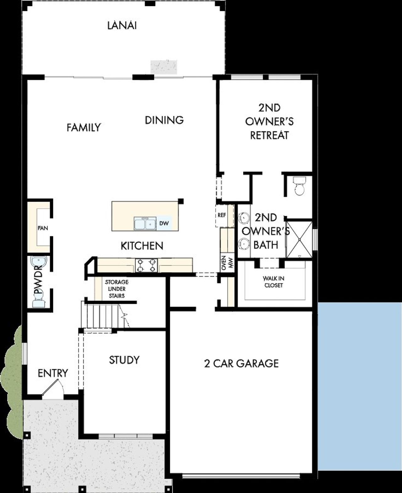 2D floor plan layout of this home in Oakfield at Mount Dora Village Series, Mount Dora, FL (Image 2).