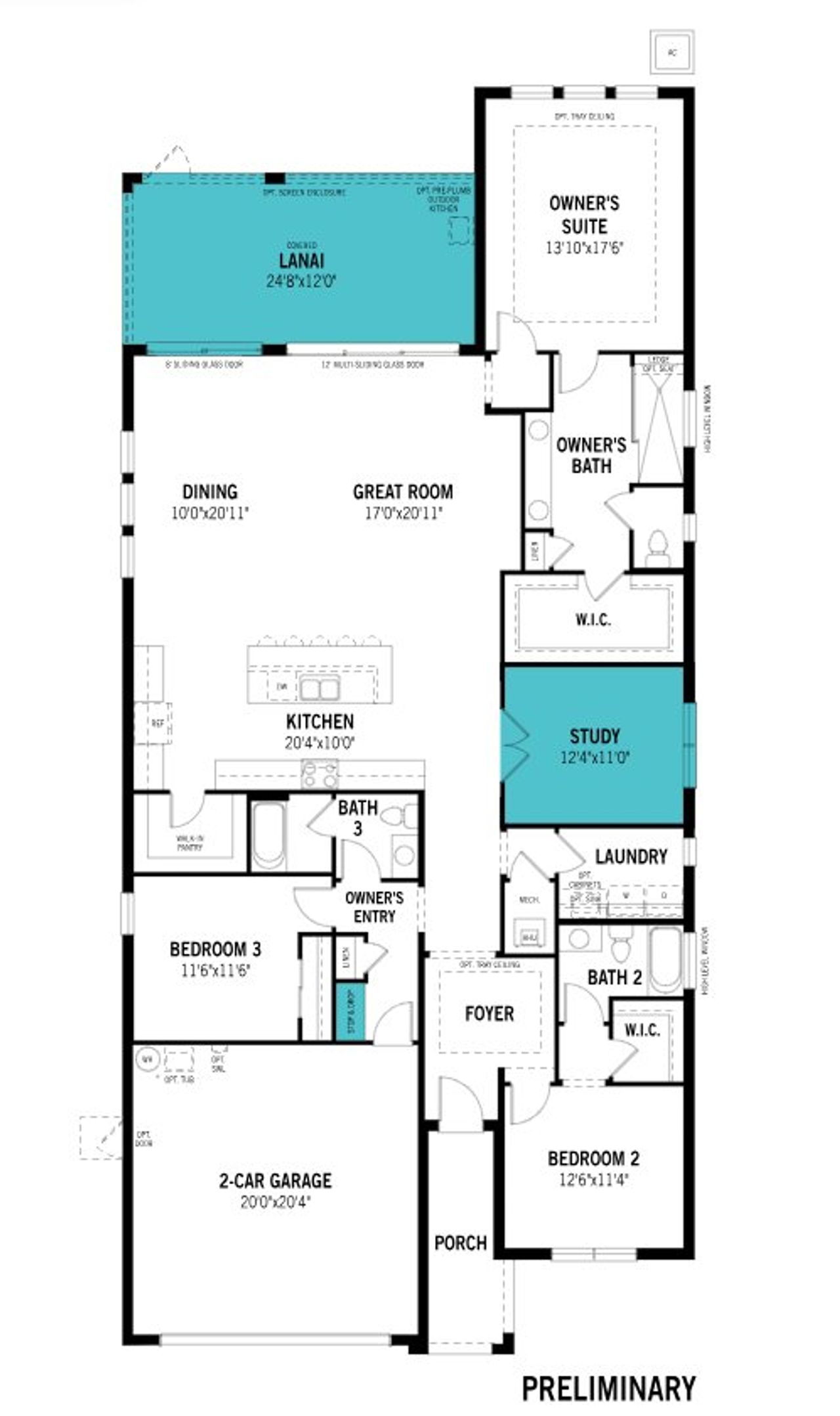 2D floor plan layout of this home in Brightmore at Wellen Park, Venice, FL (Image 2).
