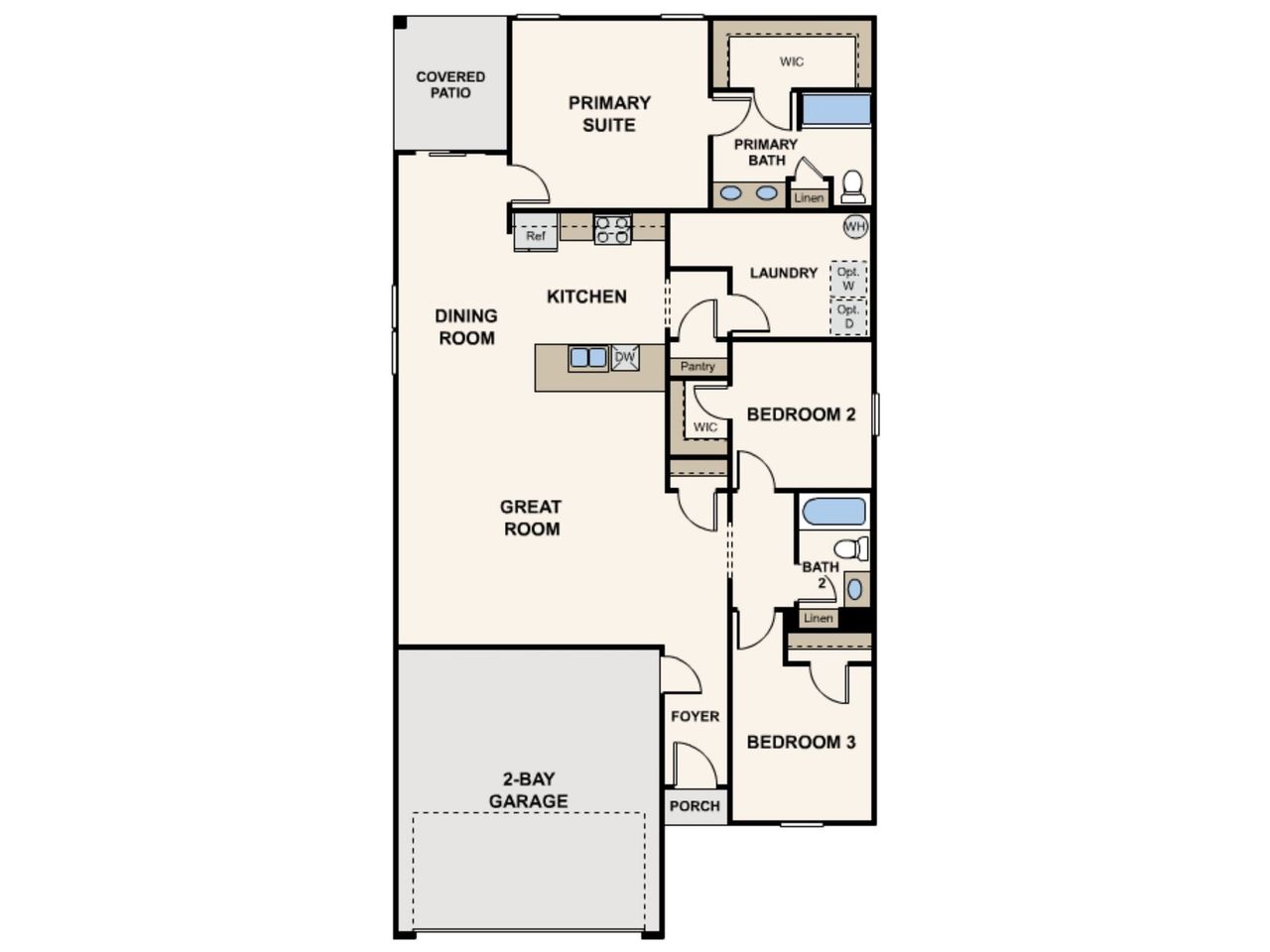 2D floor plan layout for the Palmero by Century Complete in DL Ranch, Lake Havasu City, AZ (Image 2). 2D floor plan layout for the Palmero by Century Complete in DL Ranch, Lake Havasu City, AZ (Image 2).