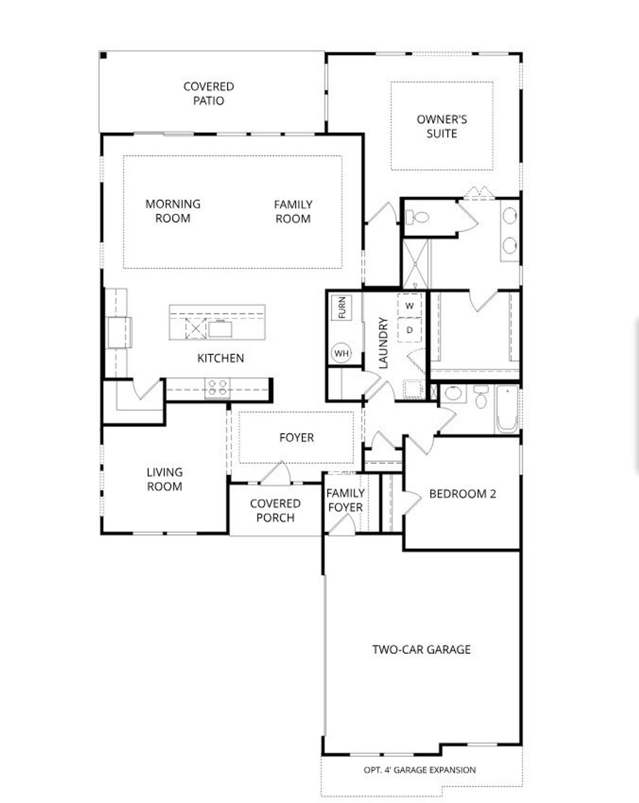 2D floor plan layout for the Morgan by Fischer Homes in Savannah Lakes, Hiram, GA (Image 2).