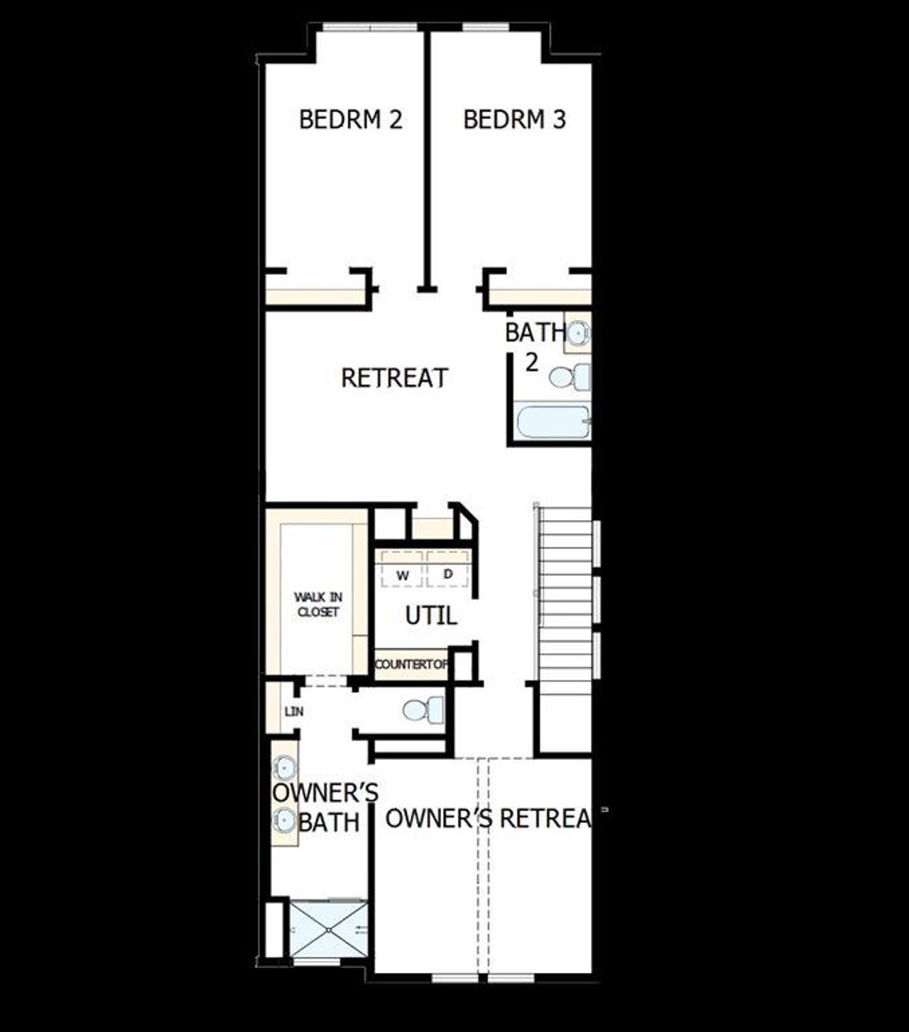 2D floor plan layout of this home in Hillside at Las Colinas, Irving, TX (Image 2).