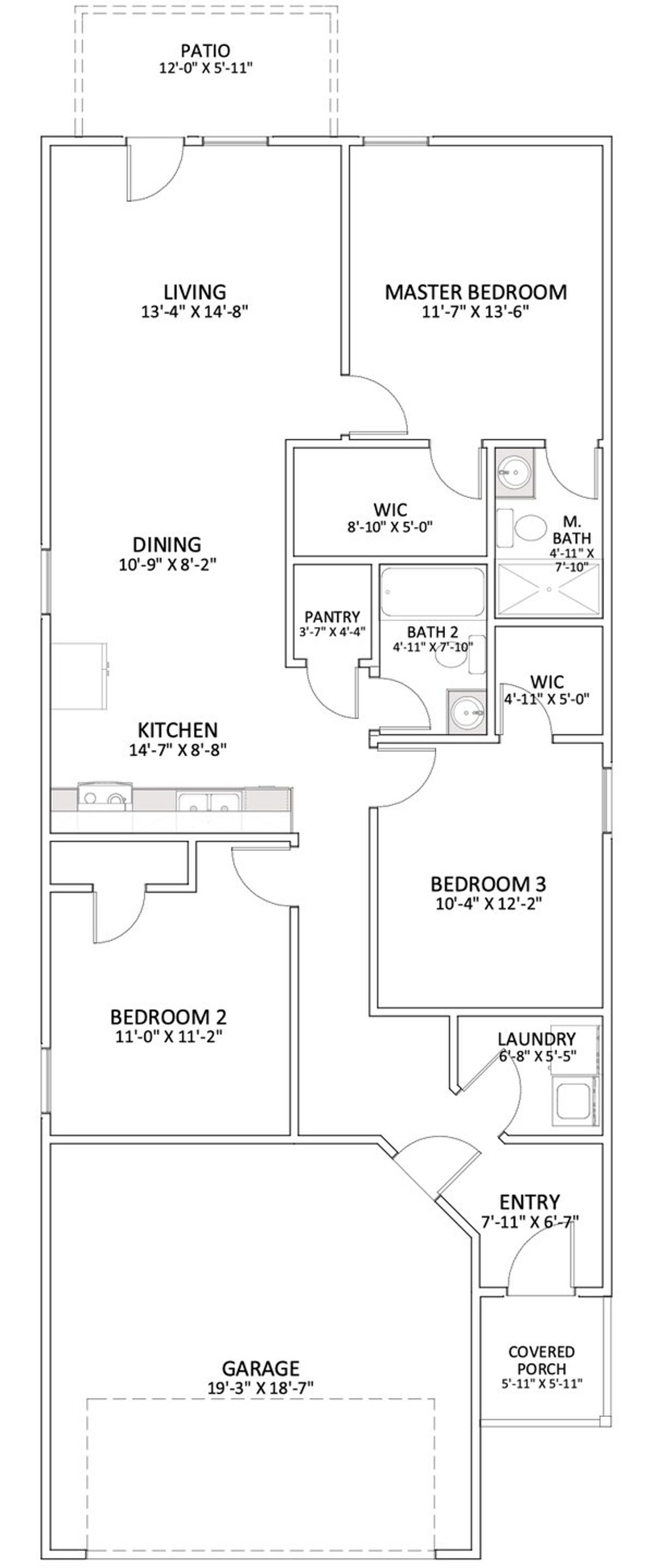 2D floor plan layout for the Shiloh by Enchanted Homes in Arcadia Village, Spartanburg, SC (Image 2).