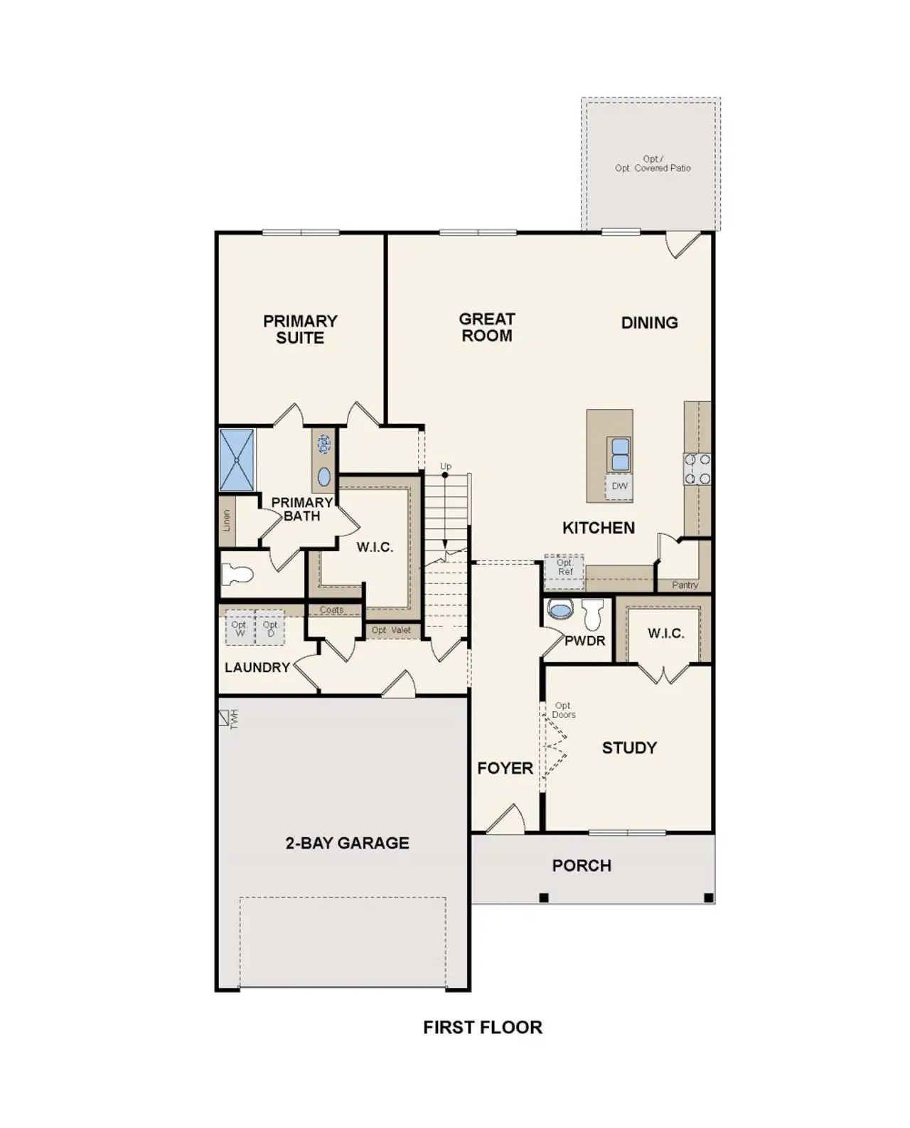 2D floor plan layout for the Sinclair by Century Communities in Liberty Collection at Paloma at Sanford Farms, Waller, TX (Image 2). 2D floor plan layout for the Sinclair by Century Communities in Liberty Collection at Paloma at Sanford Farms, Waller, TX (Image 2).