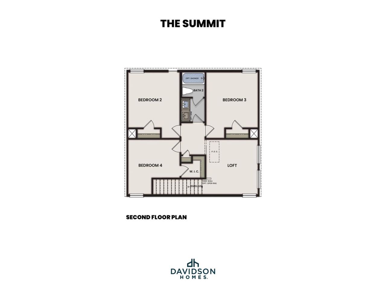 2D floor plan layout for the The Summit H by Davidson Homes LLC in Greene Farm, Cartersville, GA (Image 2).