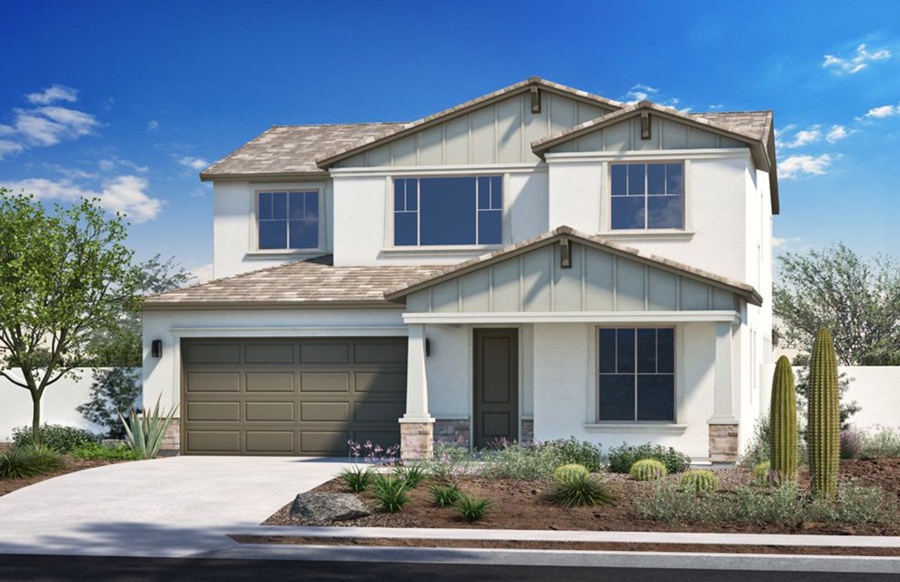 Representative exterior photo of a completed home built from the Plan 2908 by Homes by Towne in Stonefield, Surprise, AZ (Image 2). Representative exterior photo of a completed home built from the Plan 2908 by Homes by Towne in Stonefield, Surprise, AZ (Image 2).