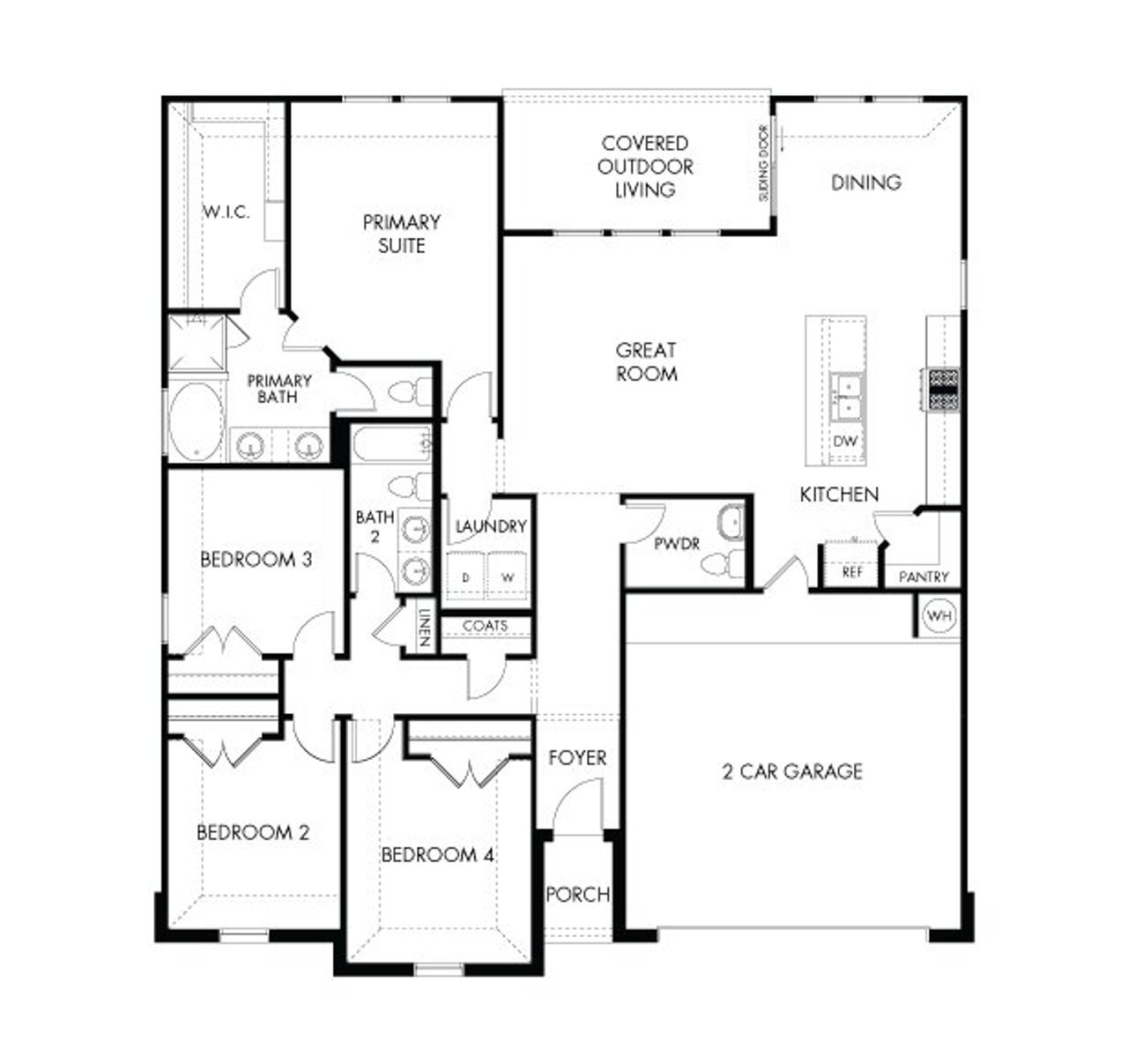 2D floor plan layout of this home in Prairie Winds - Executive Collection, Hutto, TX (Image 2).