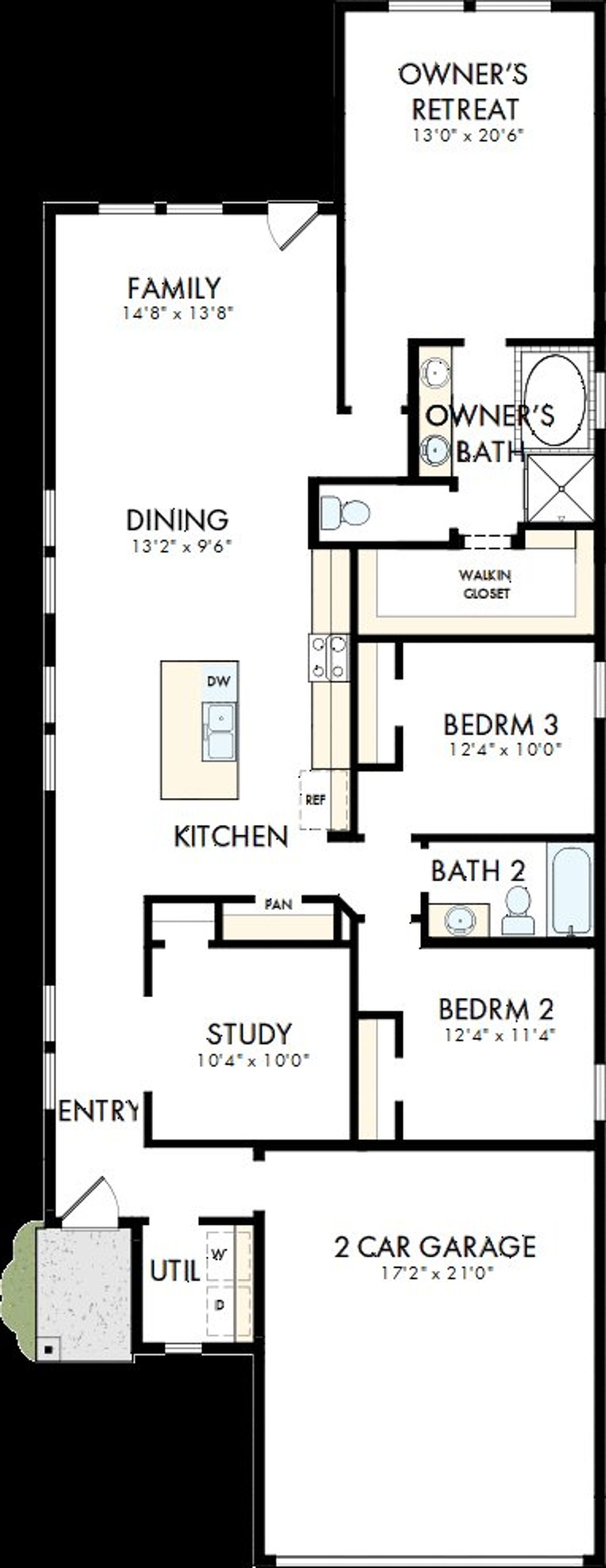 2D floor plan layout of this home in The Grand Prairie - Meadow Collection, Hockley, TX (Image 2).
