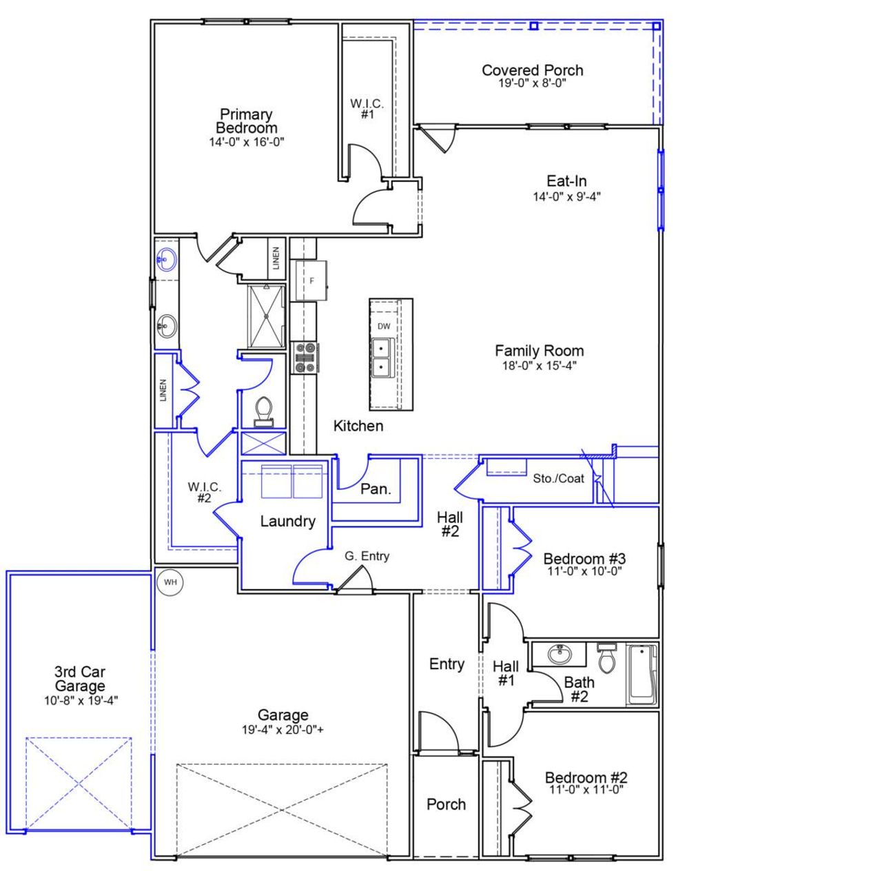 2D floor plan layout of this home in Radley Place, Chesnee, SC (Image 2).