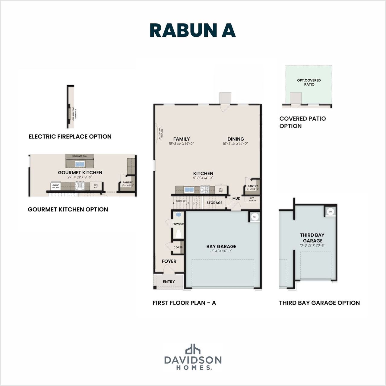 2D floor plan layout for the The Rabun B by Davidson Homes LLC in Greene Farm, Cartersville, GA (Image 2).