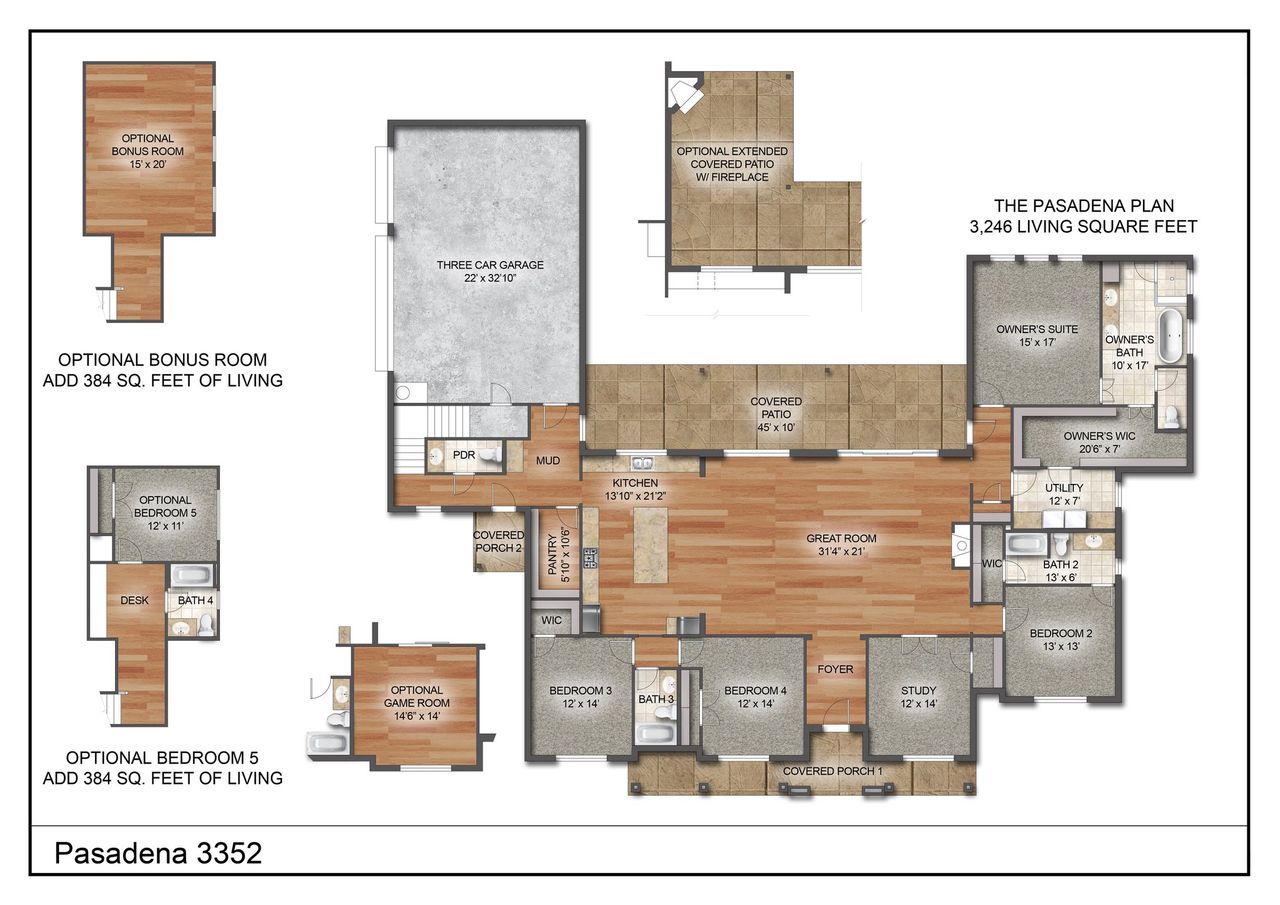 2D floor plan layout for the The Pasadena by Kenmark Homes in Santana Ridge - Brock ISD, Weatherford, TX (Image 2). 2D floor plan layout for the The Pasadena by Kenmark Homes in Santana Ridge - Brock ISD, Weatherford, TX (Image 2).