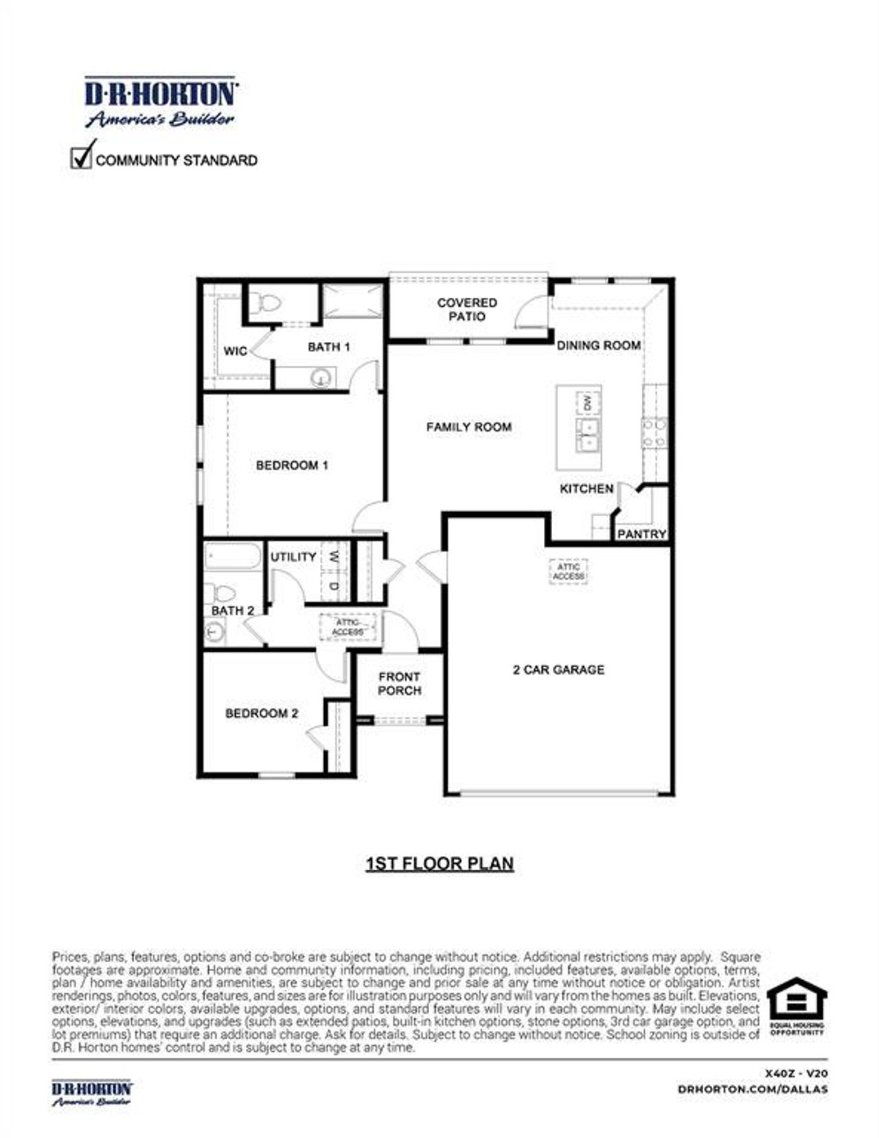 2D floor plan layout of this home in Blaire Lake, Tyler, TX (Image 2).