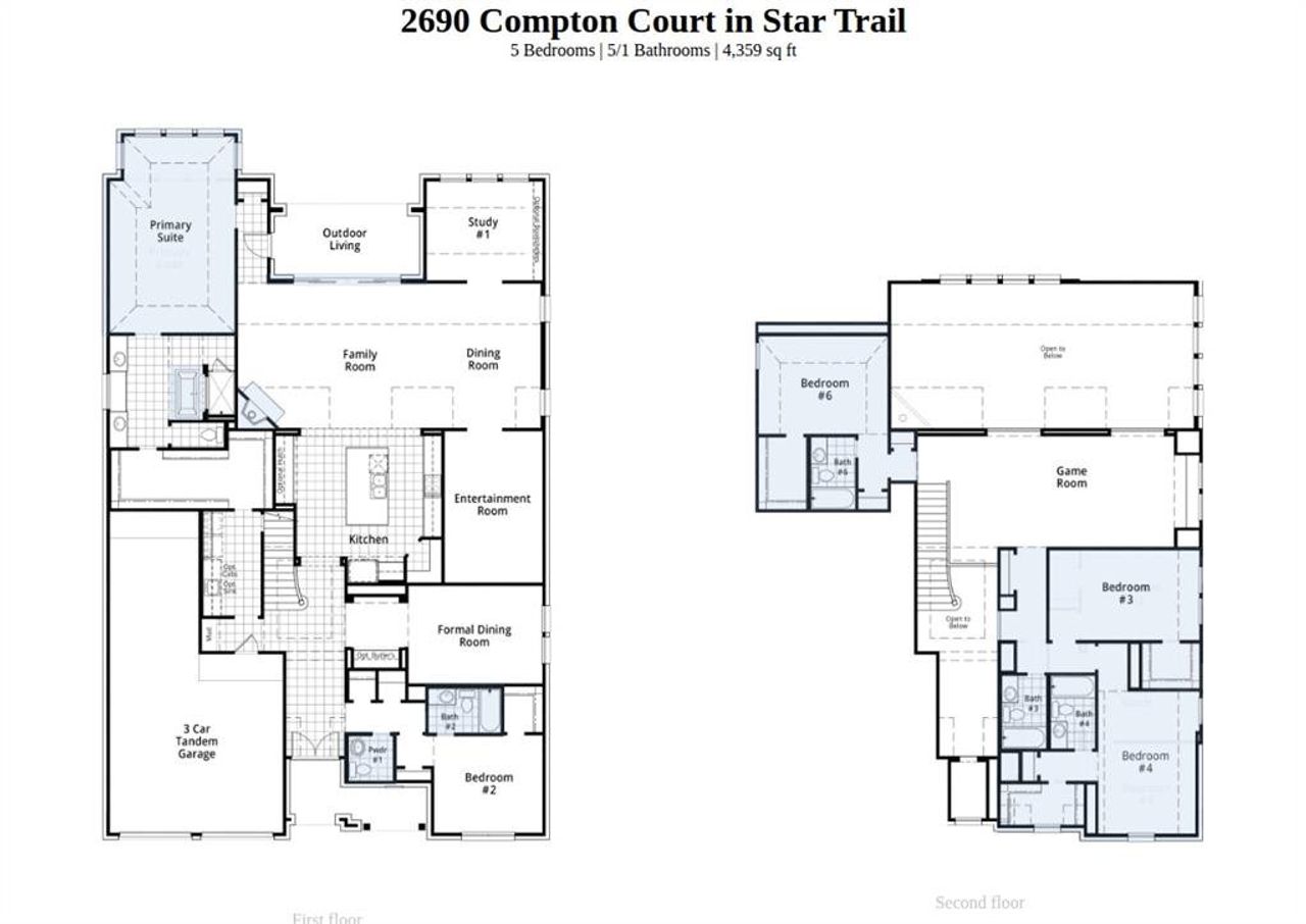 2D floor plan layout of this home in Star Trail, Prosper, TX (Image 2).