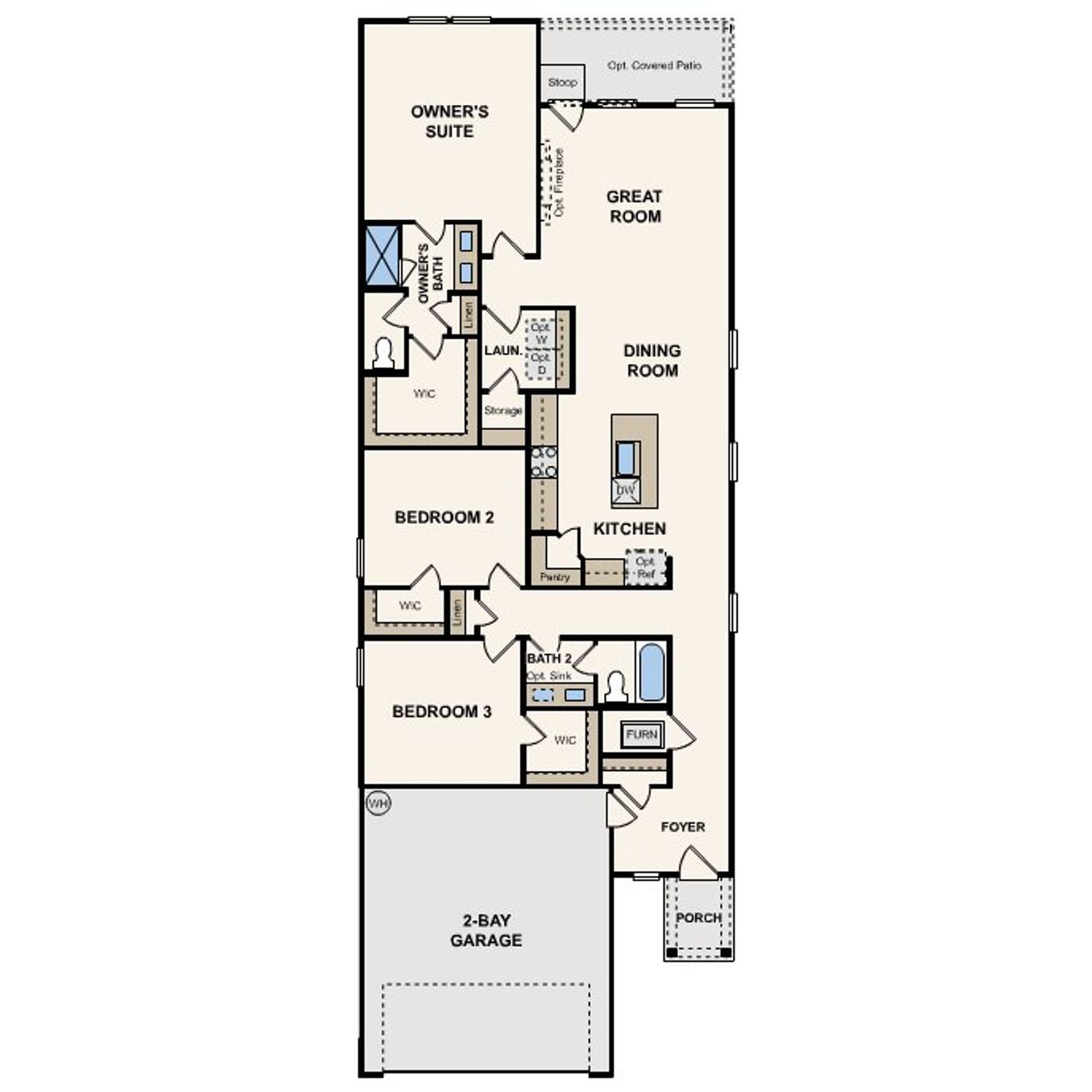 2D floor plan layout of this home in Trinity Ranch, Elgin, TX (Image 2). 2D floor plan layout of this home in Trinity Ranch, Elgin, TX (Image 2).