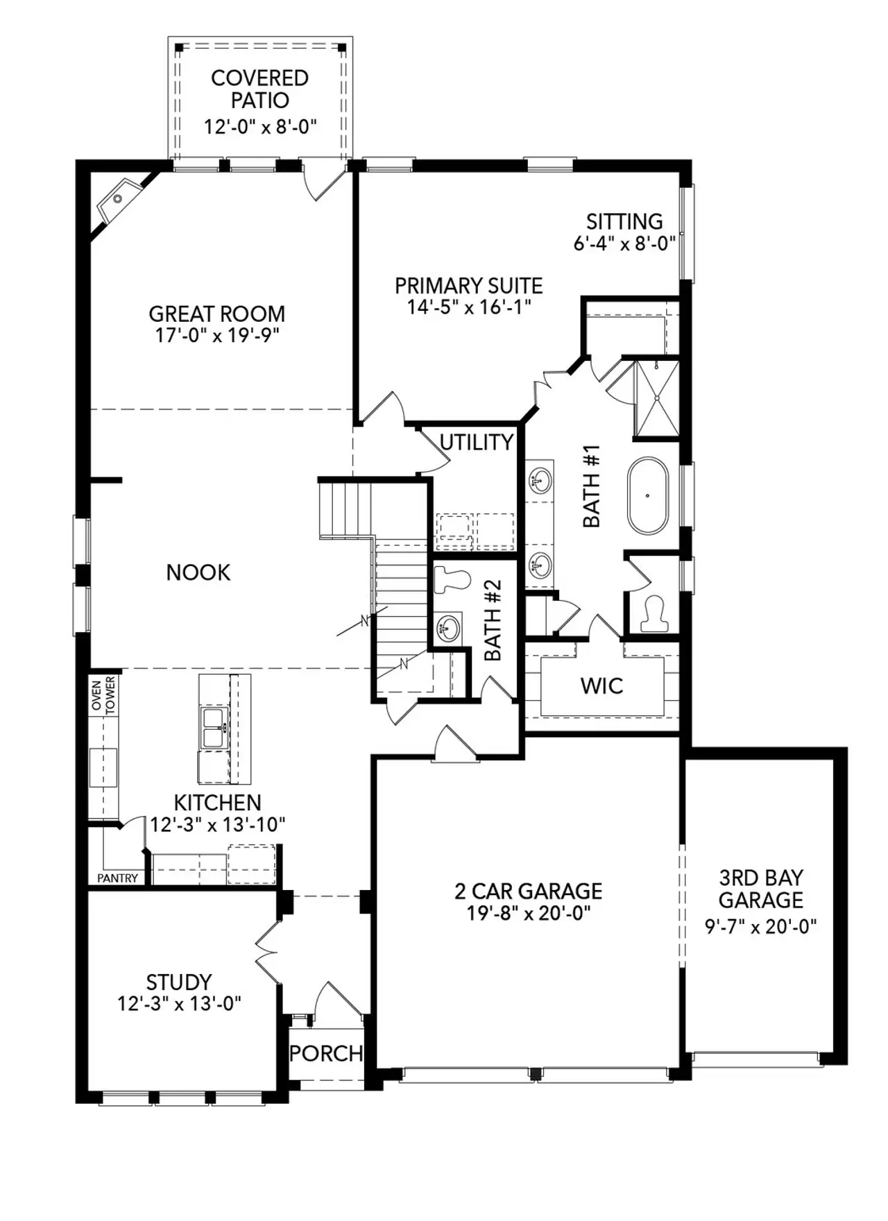 2D floor plan layout of this home in Bluffs at Northpointe, Fort Worth, TX (Image 2).
