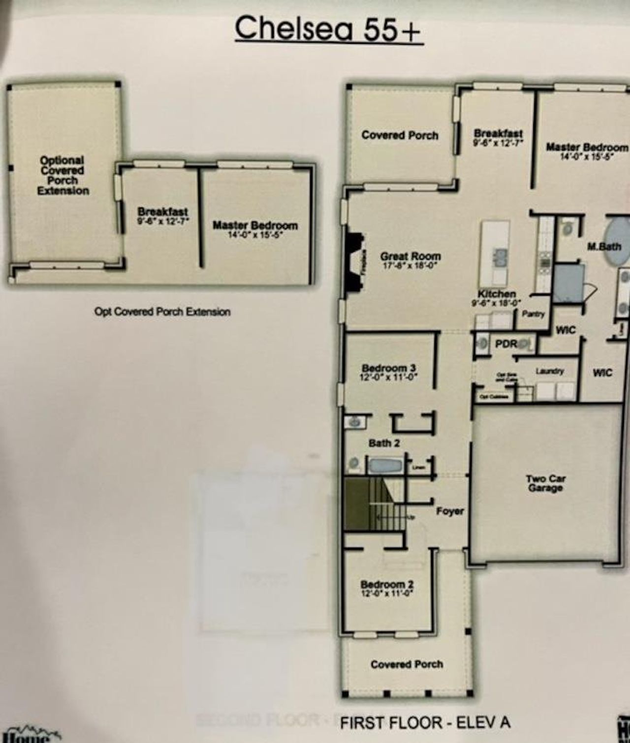 2D floor plan layout of this home in White Oak 55+, Arlington, TN (Image 2). 2D floor plan layout of this home in White Oak 55+, Arlington, TN (Image 2).