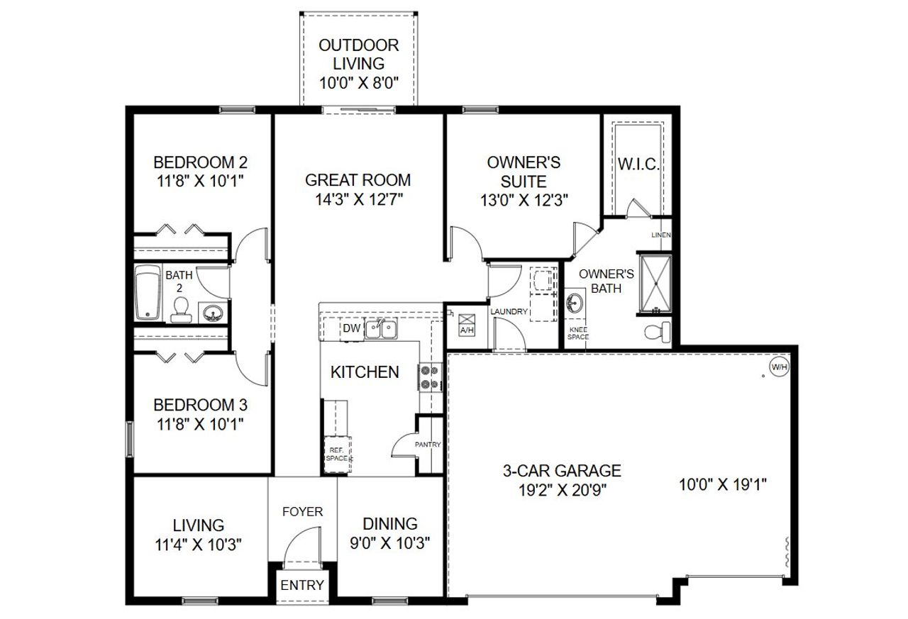 2D floor plan layout for the Alexander by Holiday Builders in Flagler Estates, Hastings, FL (Image 2). 2D floor plan layout for the Alexander by Holiday Builders in Flagler Estates, Hastings, FL (Image 2).