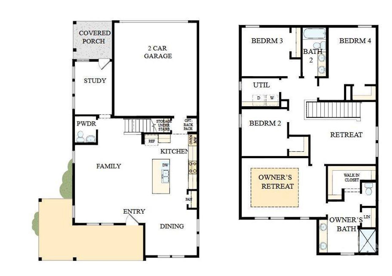 2D floor plan layout of this home in The River District - Pioneer Collection, Charlotte, NC (Image 2).
