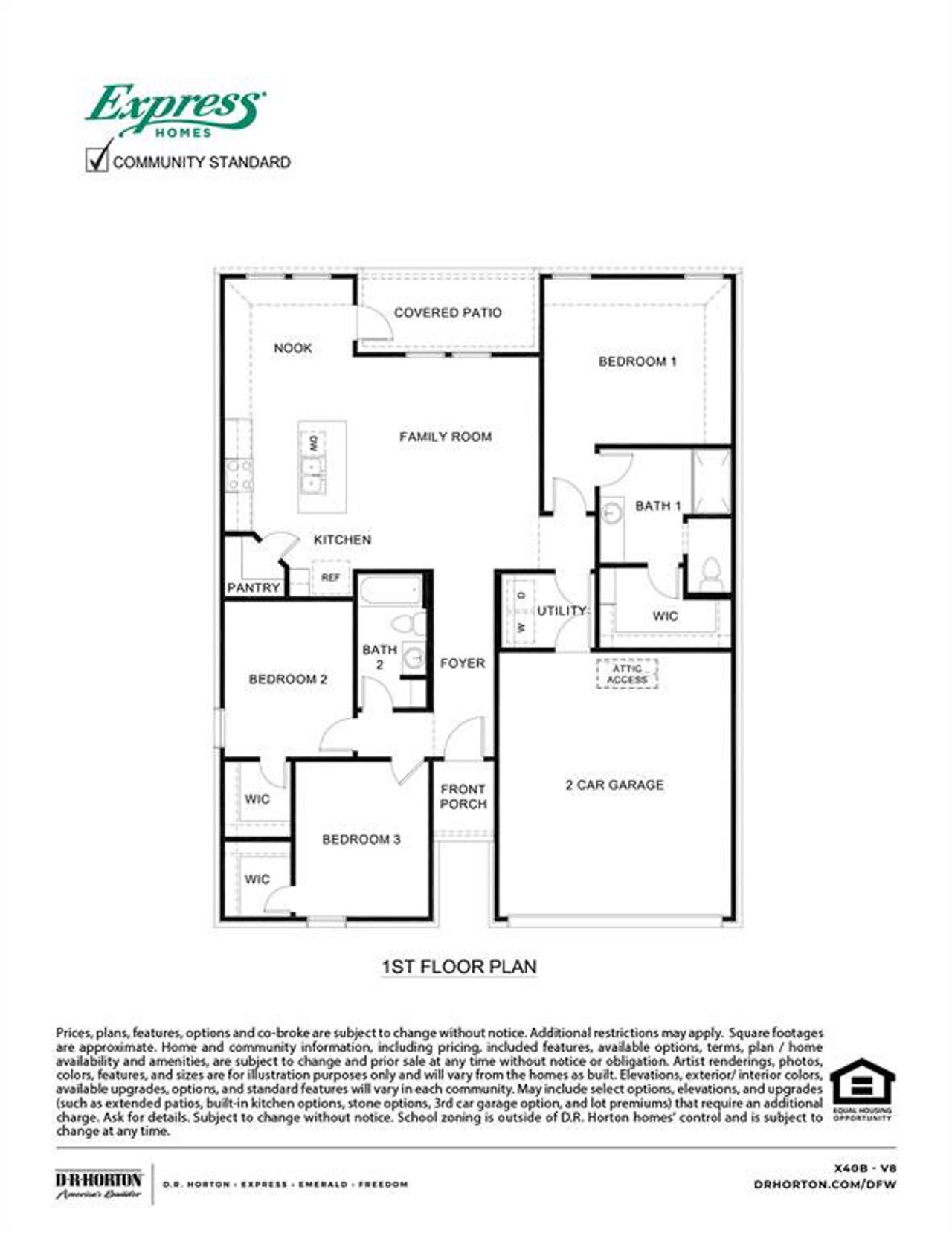 2D floor plan layout of this home in Bear Creek Ranch, Lancaster, TX (Image 2).